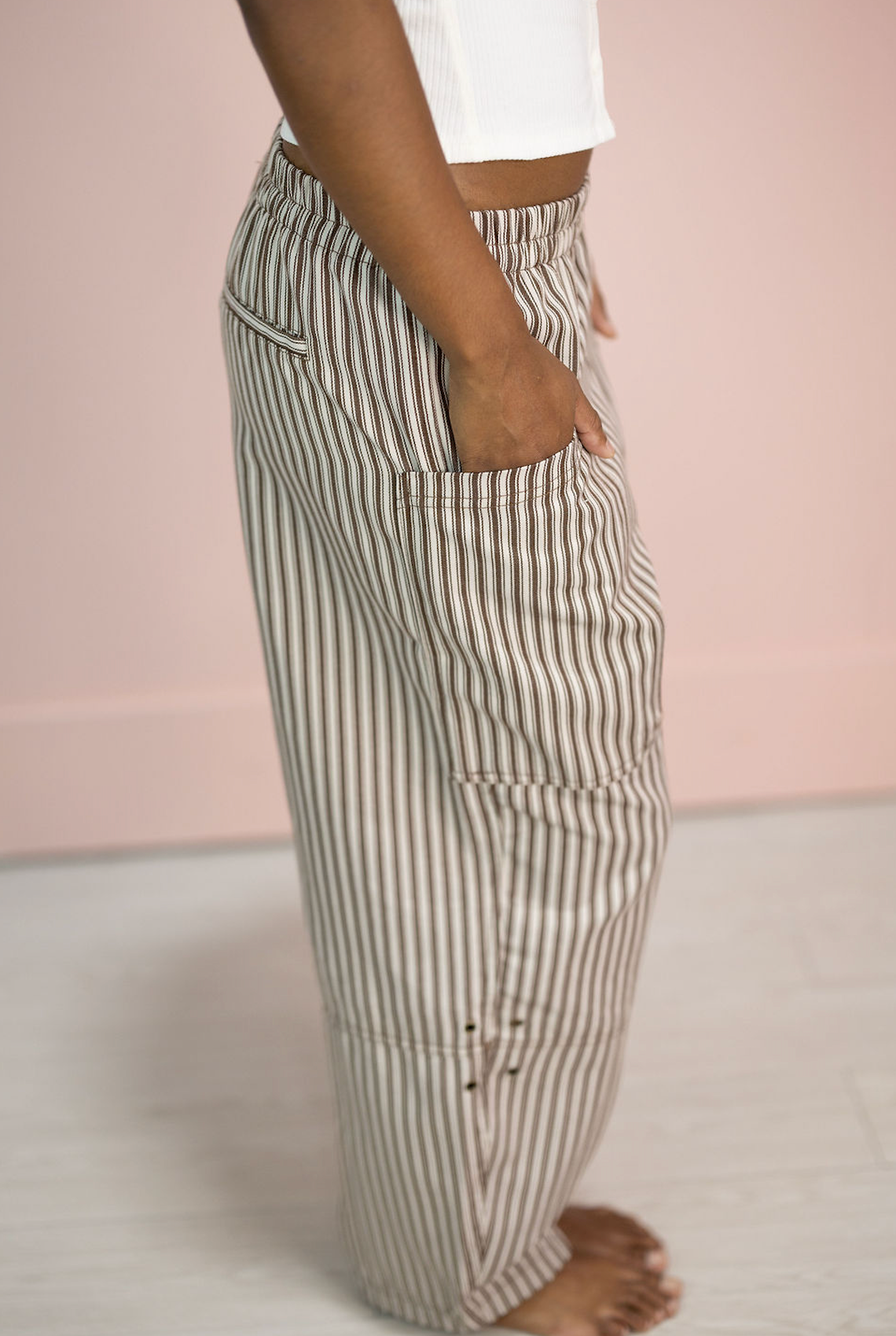 Brown Stripe Barrel Pants