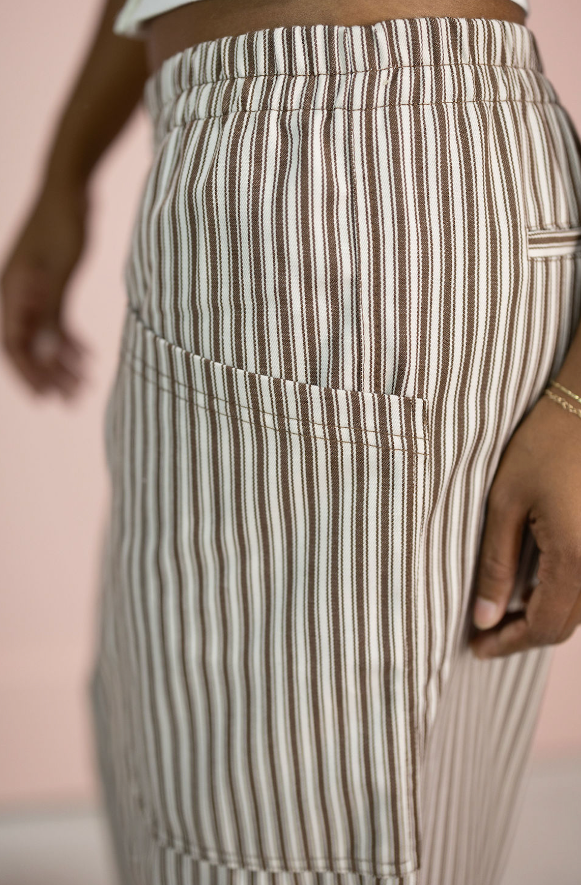 Brown Stripe Barrel Pants