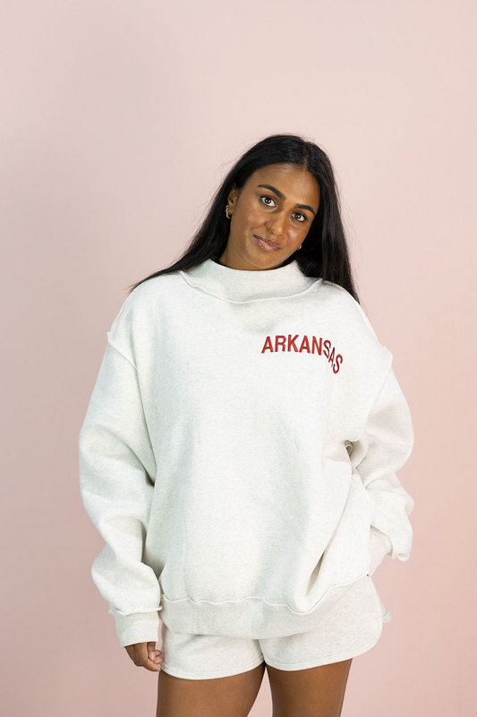 Embroidered Arkansas Mockneck