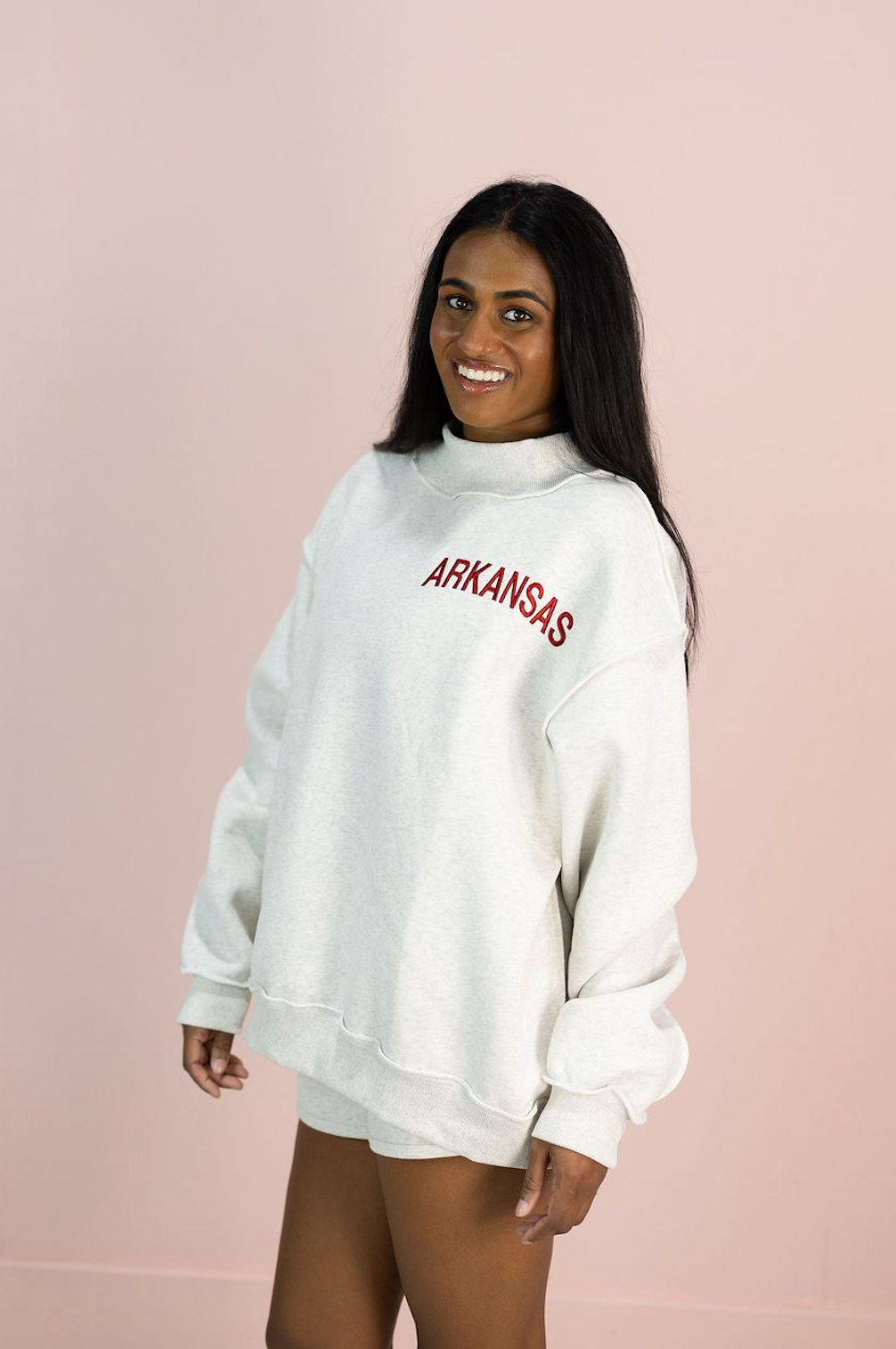 Embroidered Arkansas Mockneck