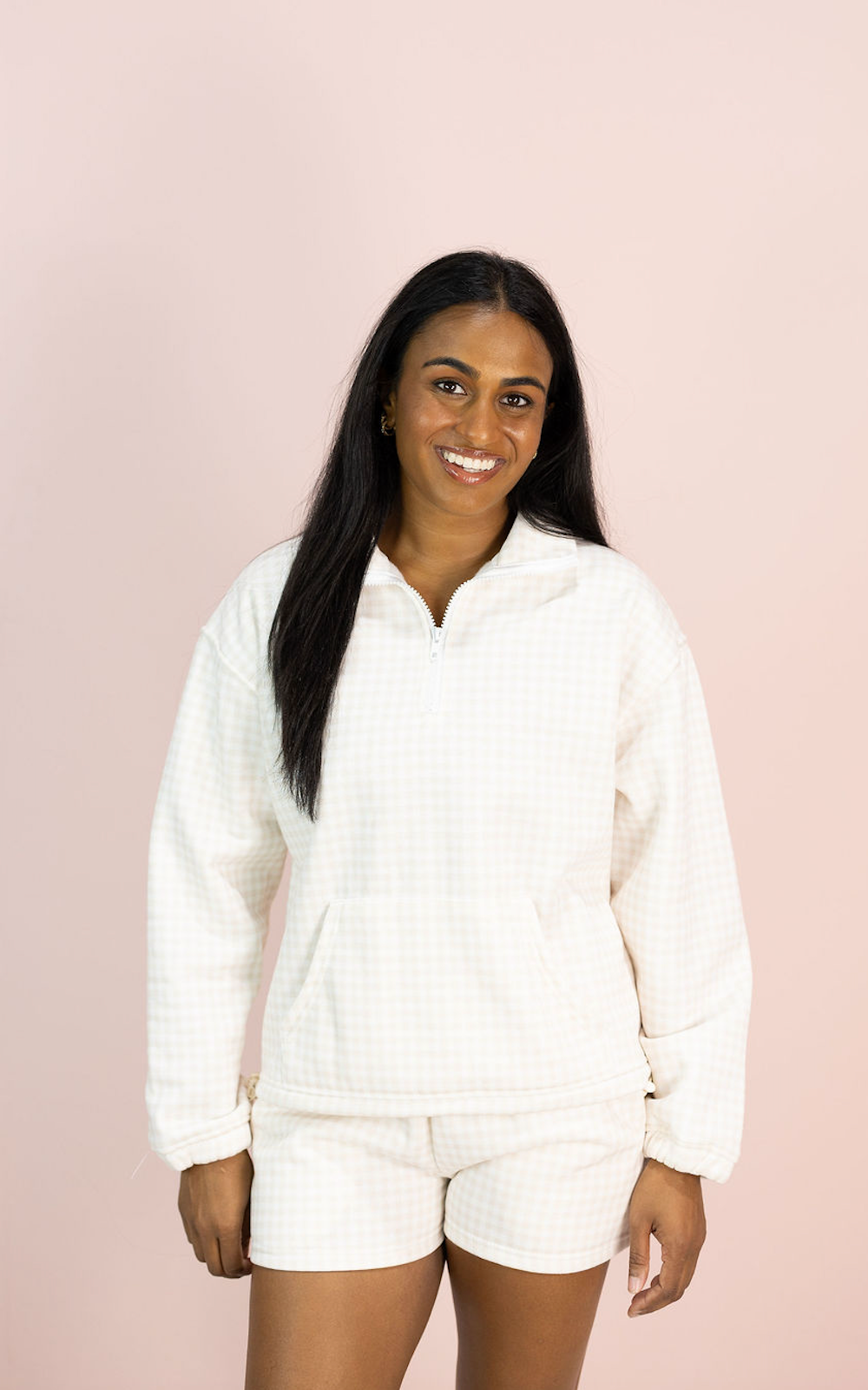Gingham Lounge Shorts Set Of 2 Neutral - Clothe Boutique