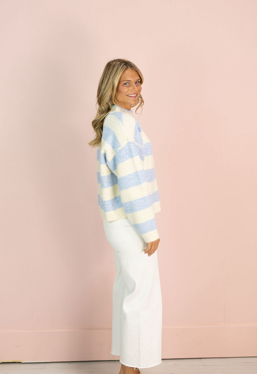 High Neck Stripe Sweater
