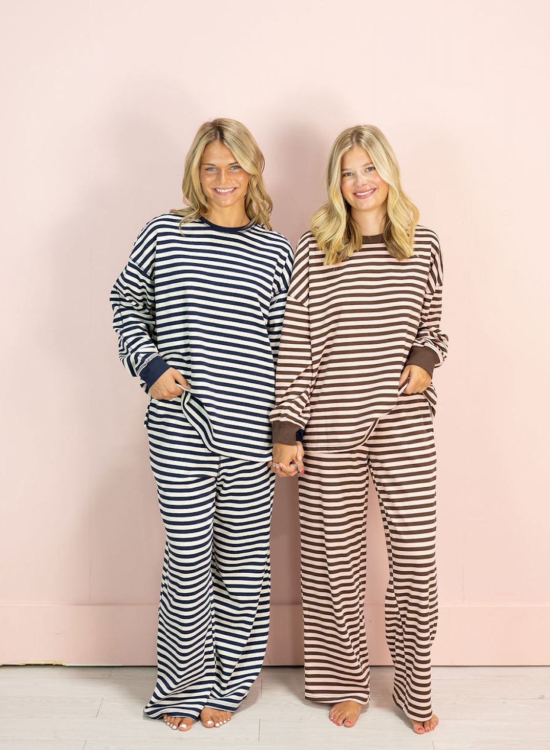 Pink/Brown Stripe Lounge Set of 2