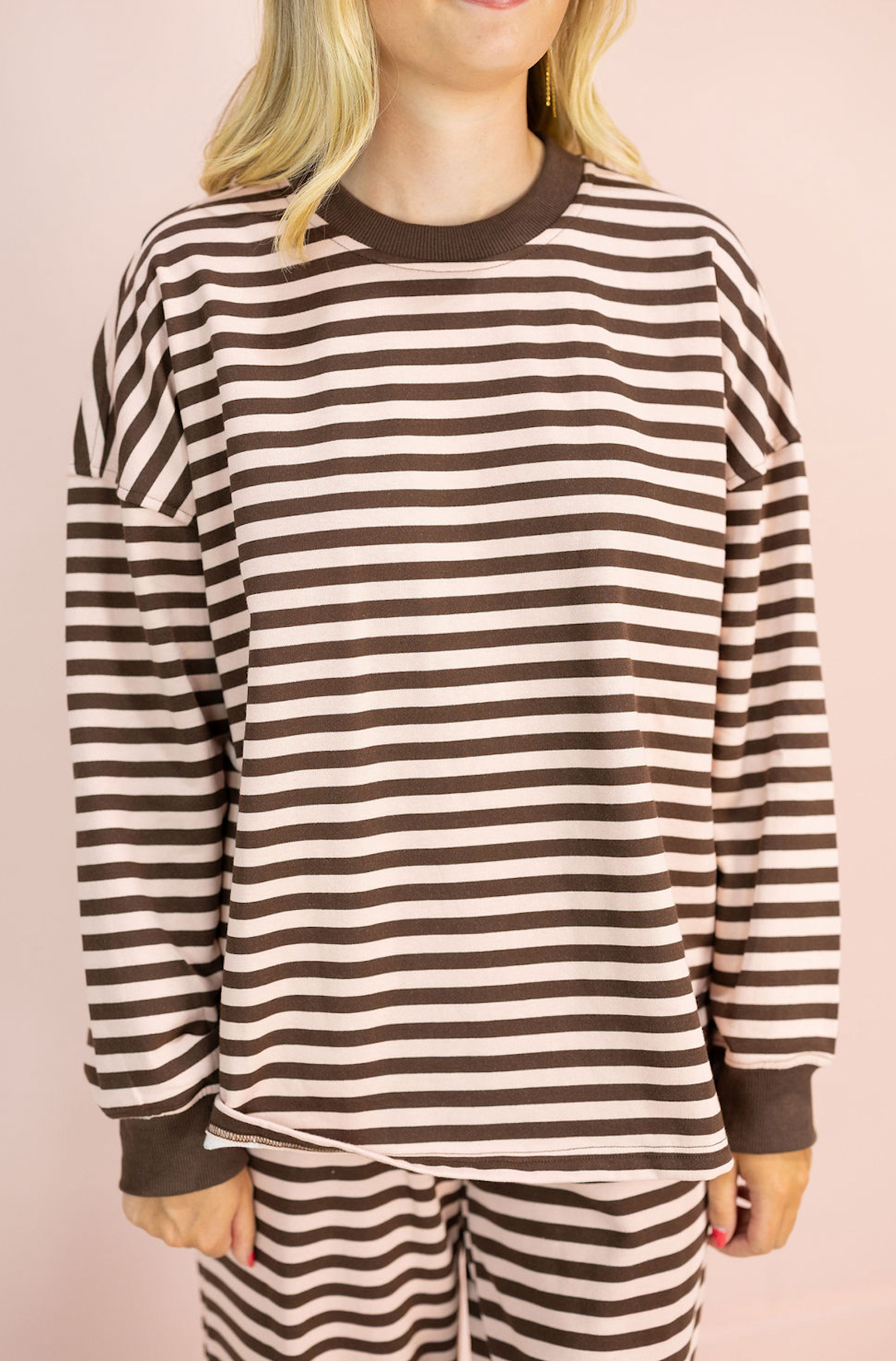 Pink/Brown Stripe Lounge Set of 2