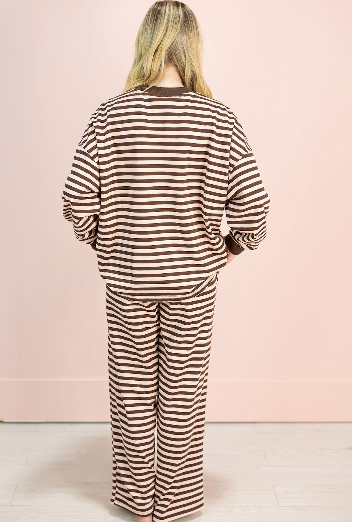Pink/Brown Stripe Lounge Set of 2