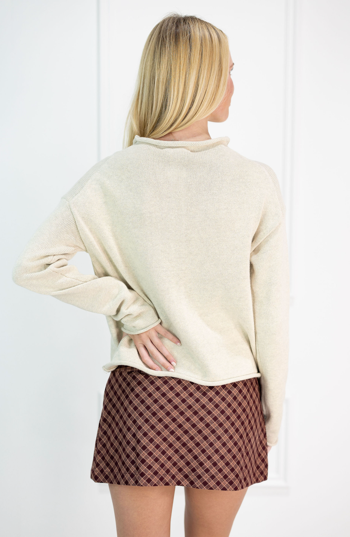 Burgundy Check Skirt