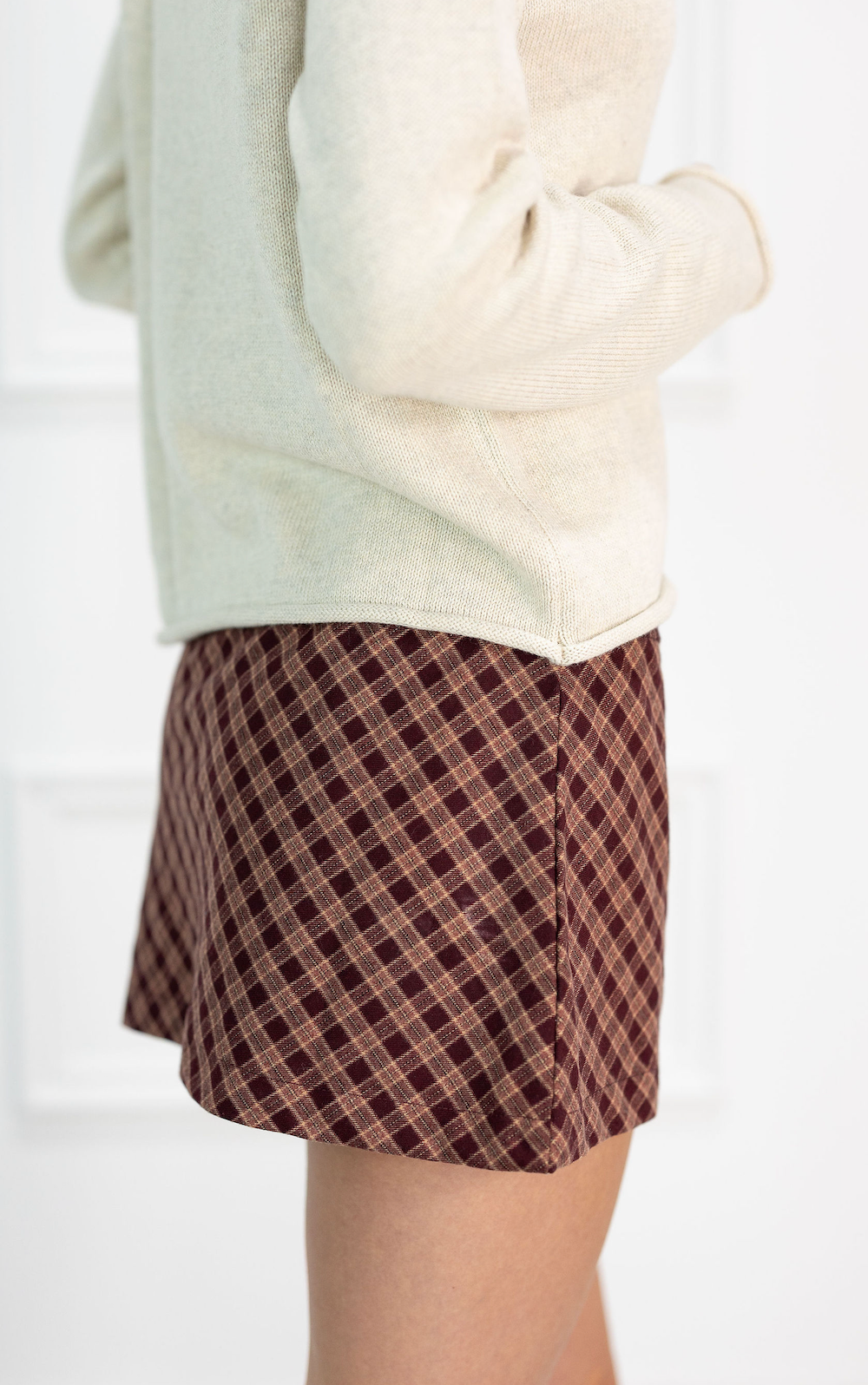 Burgundy Check Skirt