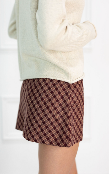 Burgundy Check Skirt