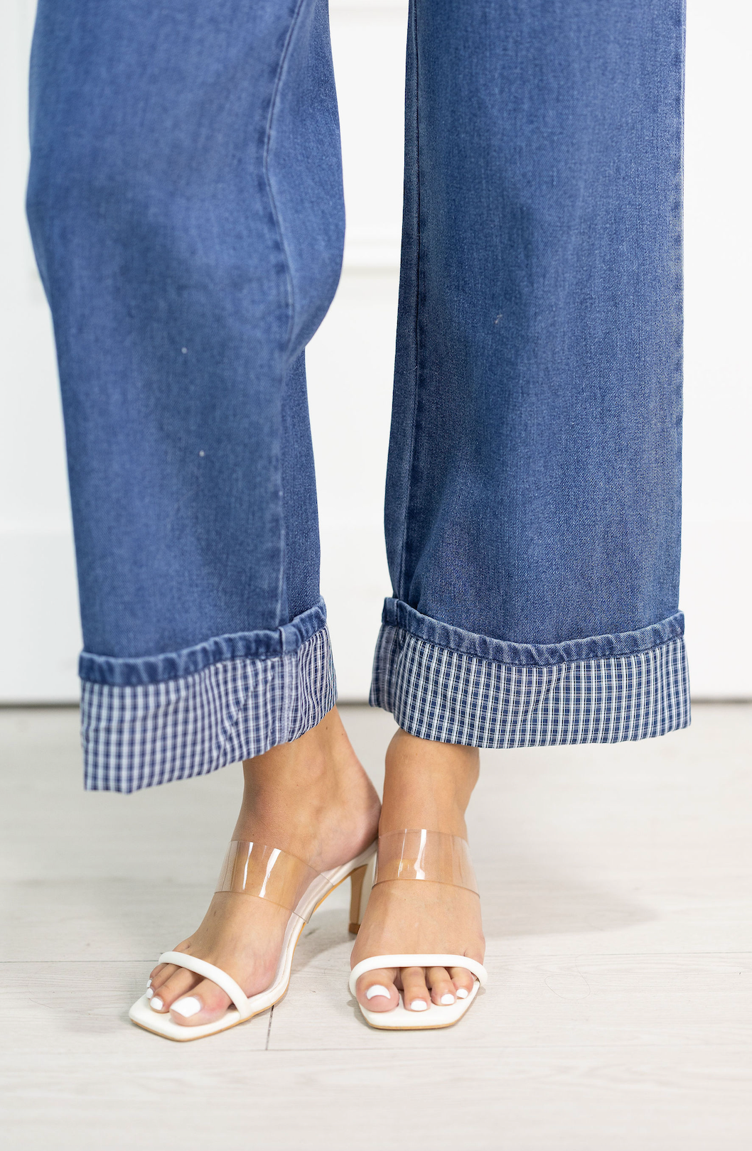 Dark Denim Striped Cuff Jeans