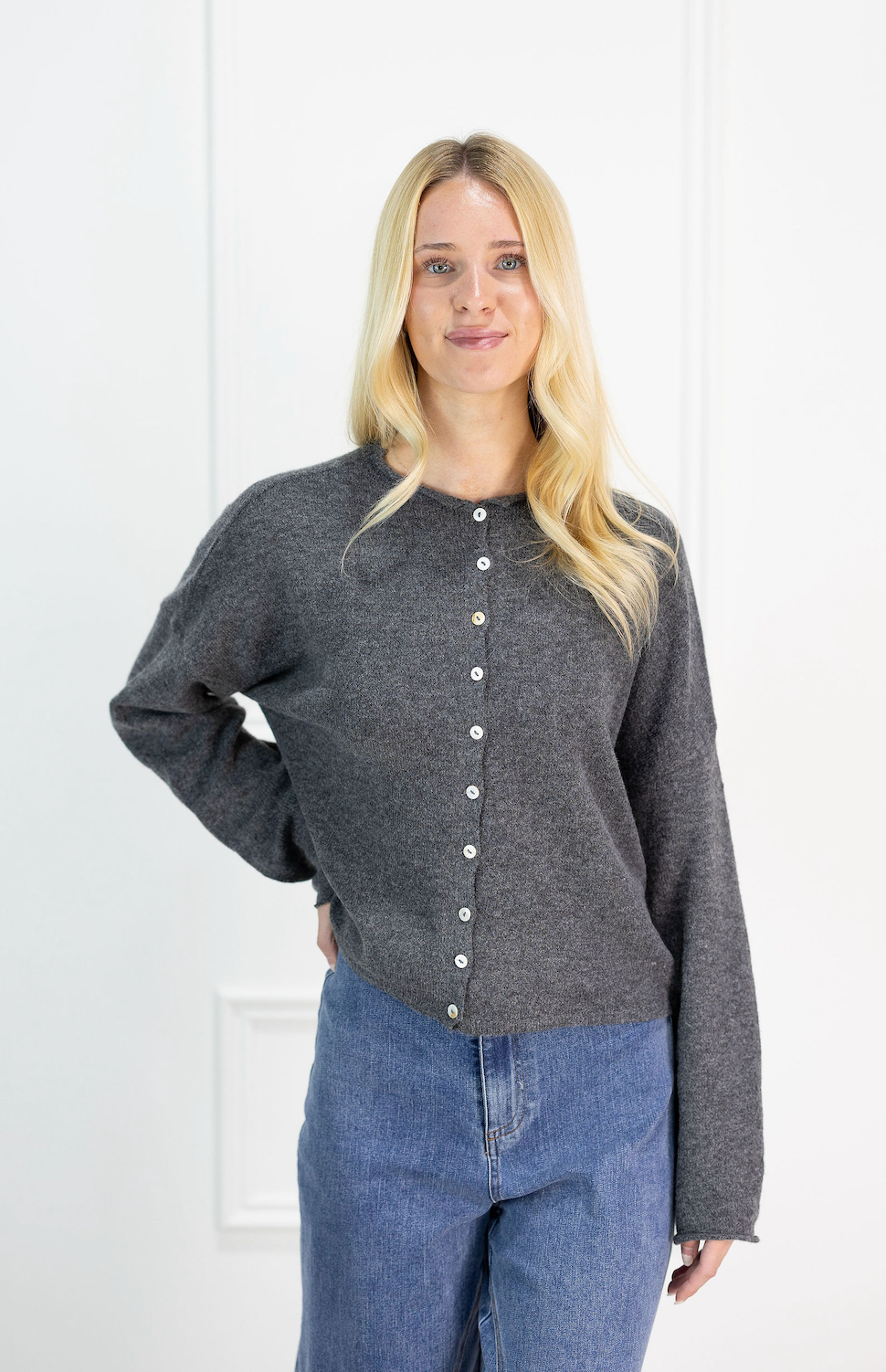 Charcoal Button Up Sweater