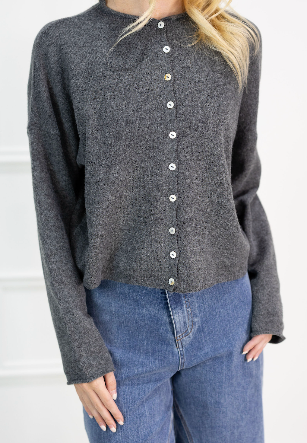Charcoal Button Up Sweater