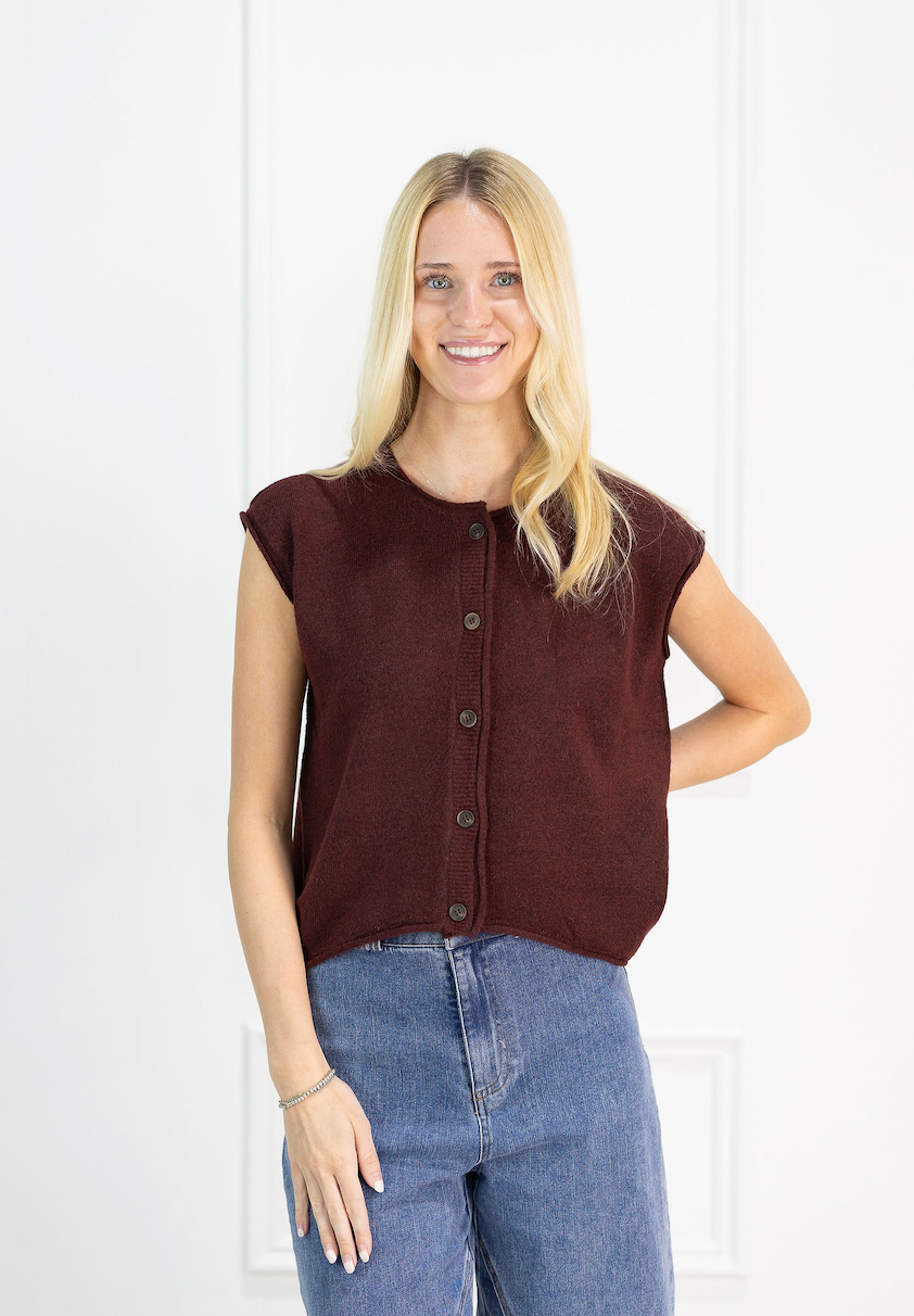 Rolled Edge Knit Vest Redwood