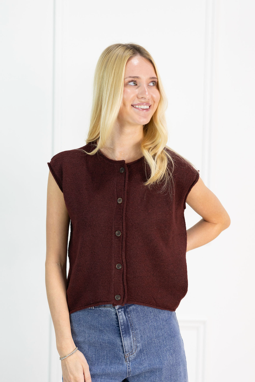 Rolled Edge Knit Vest Redwood