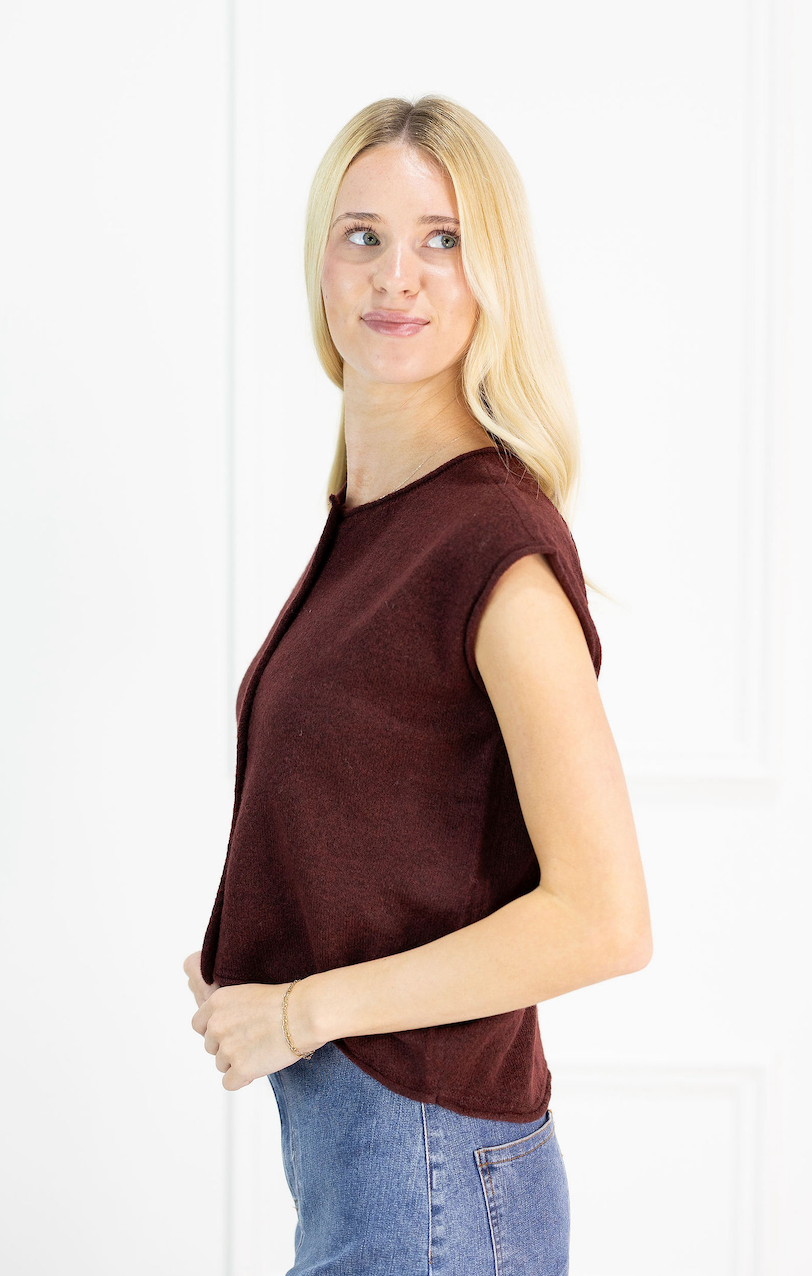 Rolled Edge Knit Vest Redwood
