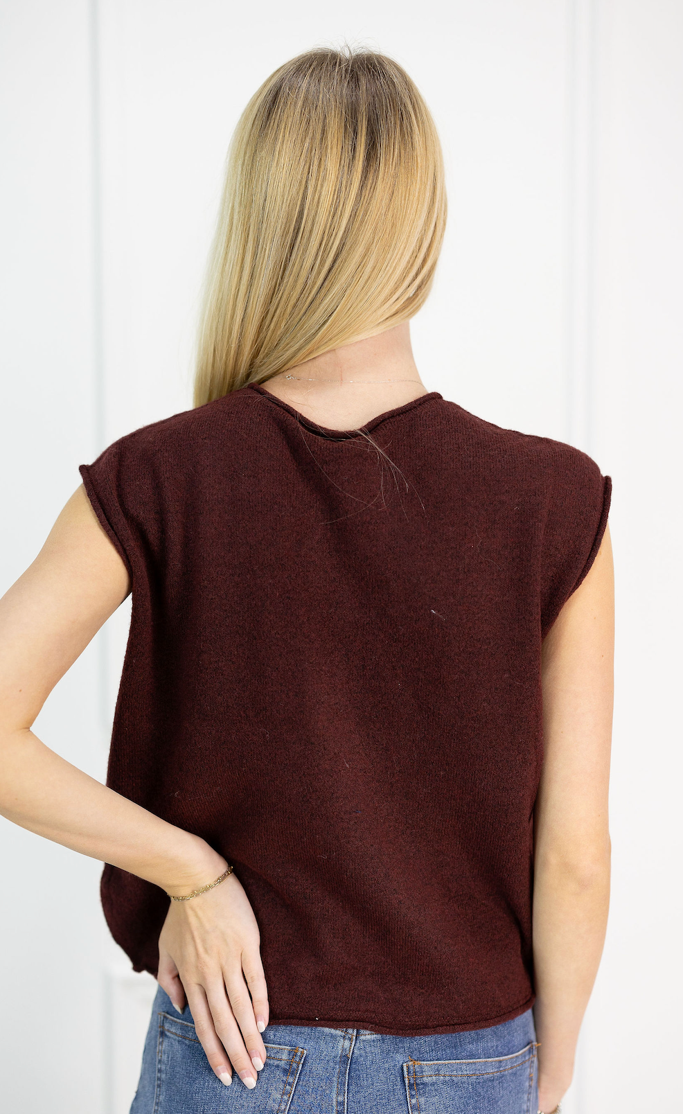Rolled Edge Knit Vest Redwood