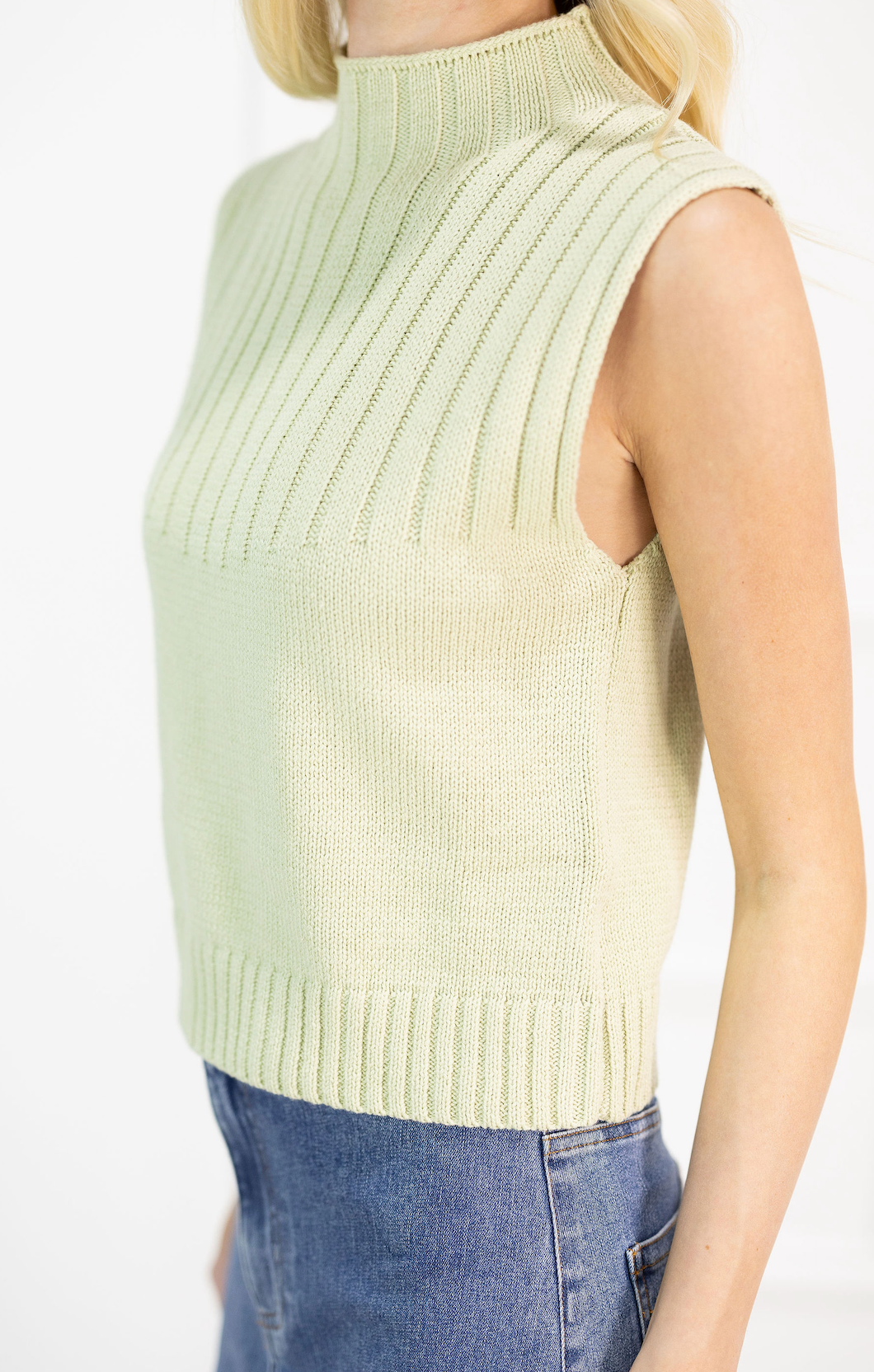 Mock Neck Knit Top Sage