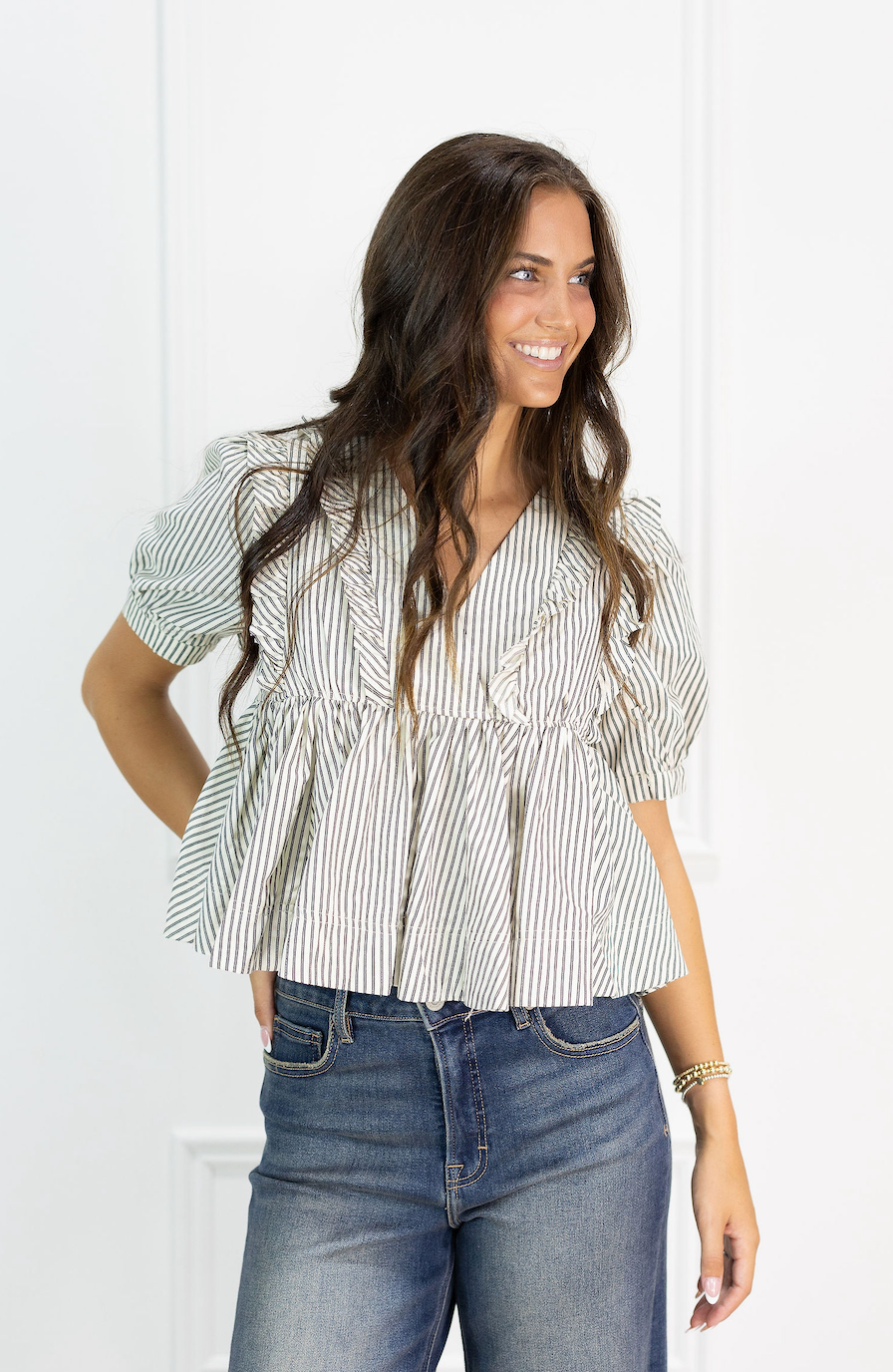 Hadlee Stripe Ruffle Blouse