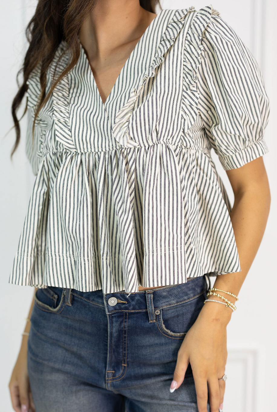 Hadlee Stripe Ruffle Blouse