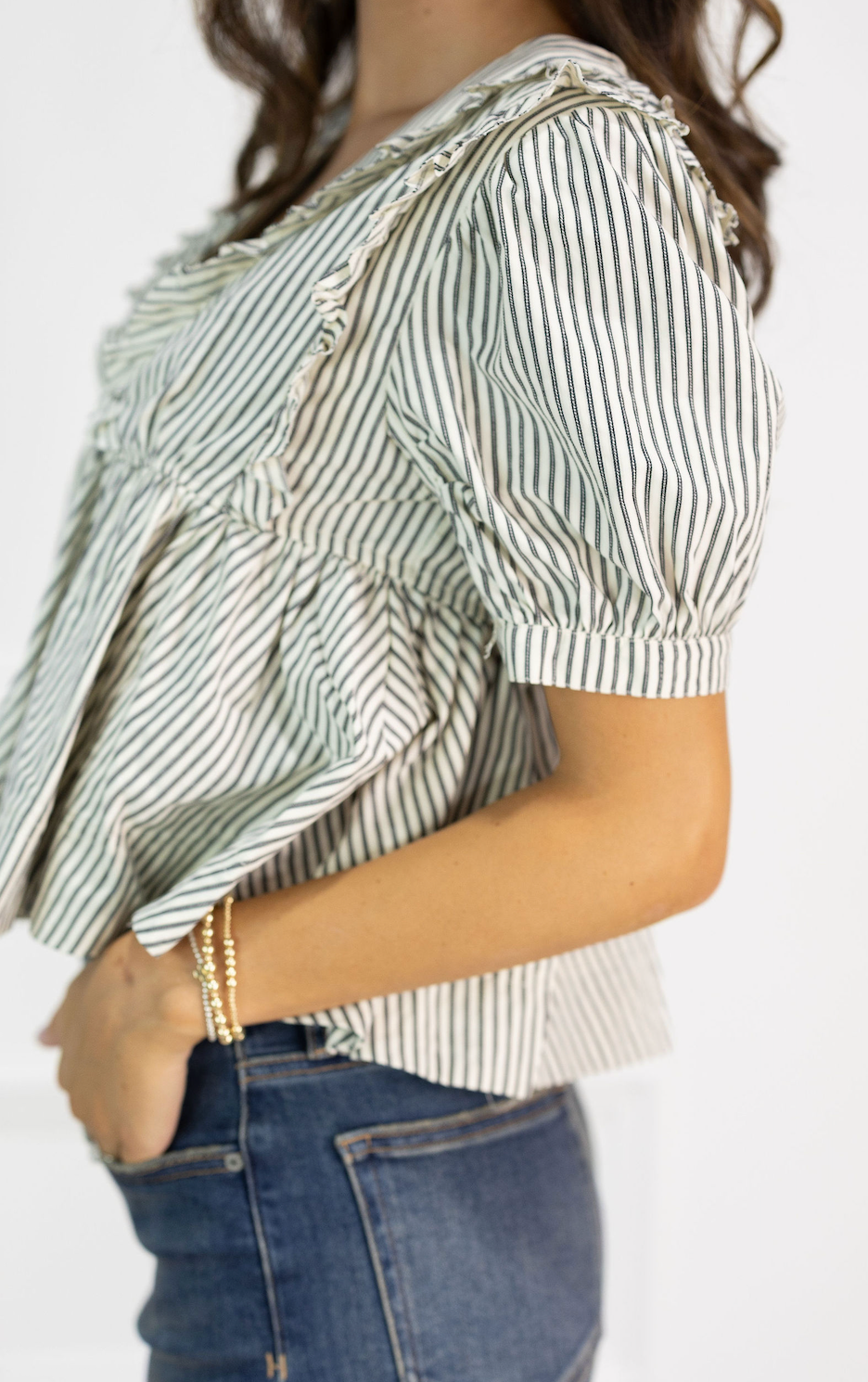 Hadlee Stripe Ruffle Blouse