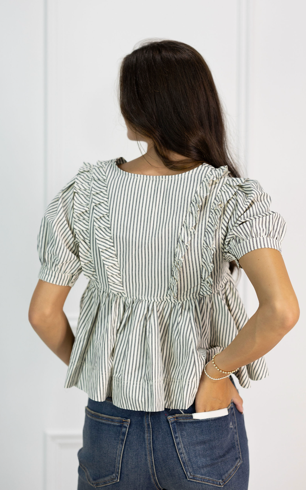 Hadlee Stripe Ruffle Blouse