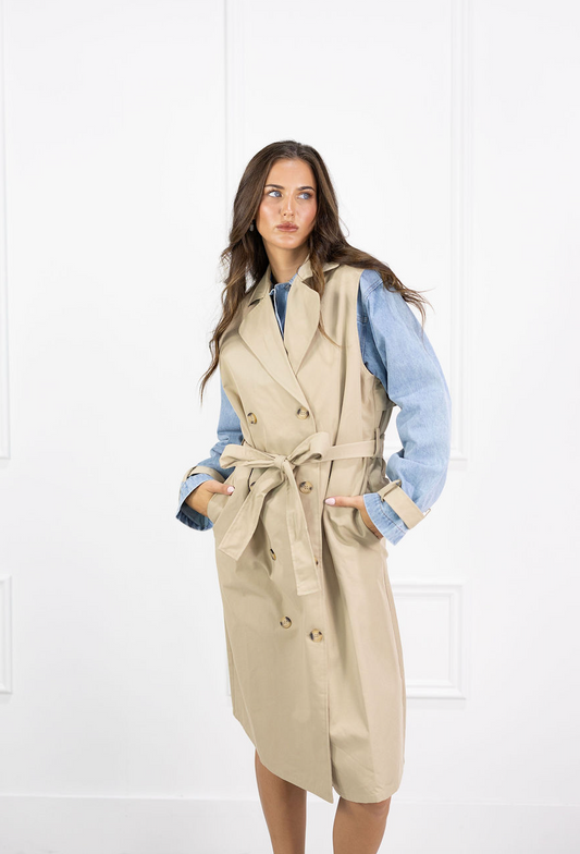 Layered Denim Trench Coat - Clothe Boutique