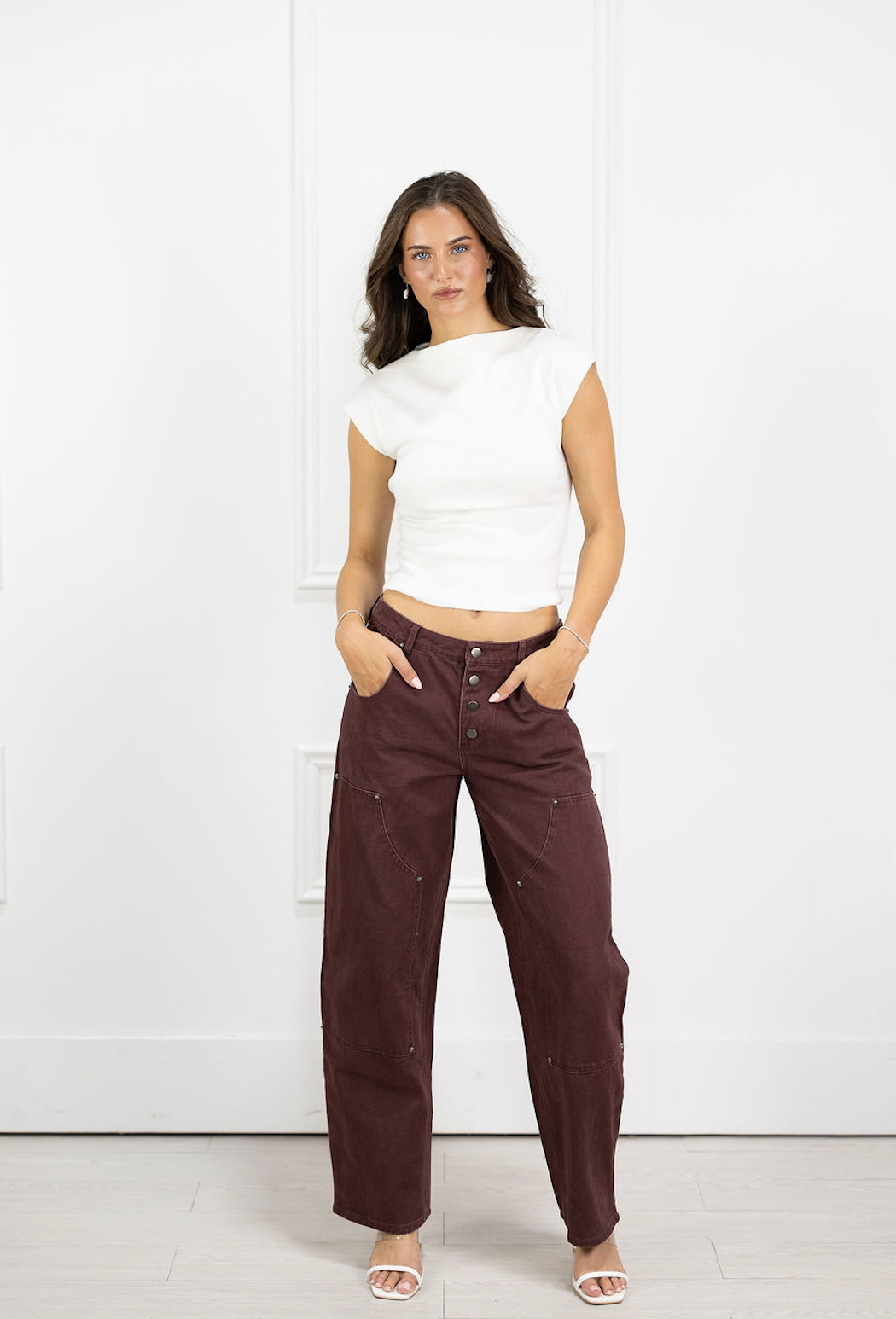 Burgundy Vintage Wash Jeans