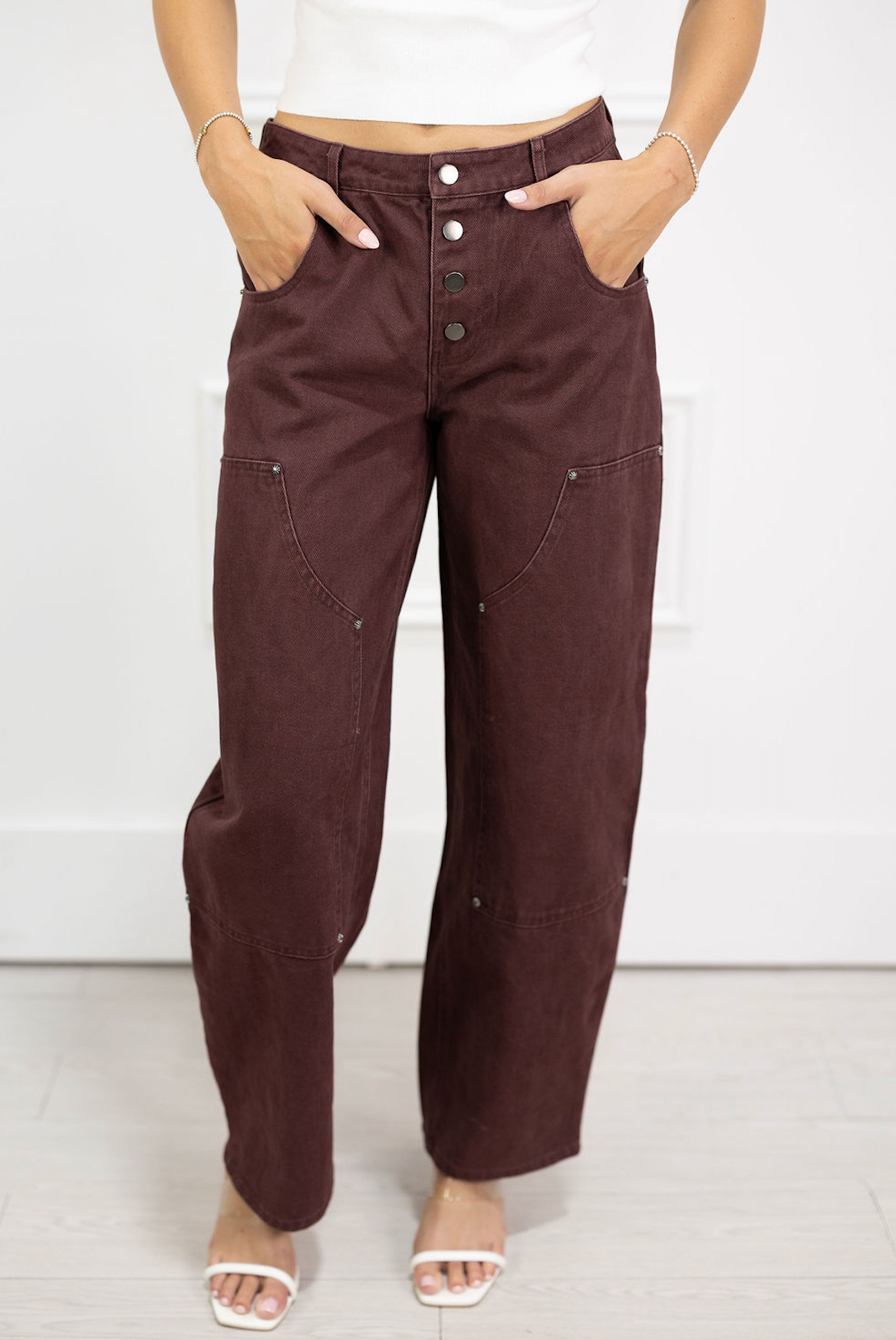 Burgundy Vintage Wash Jeans