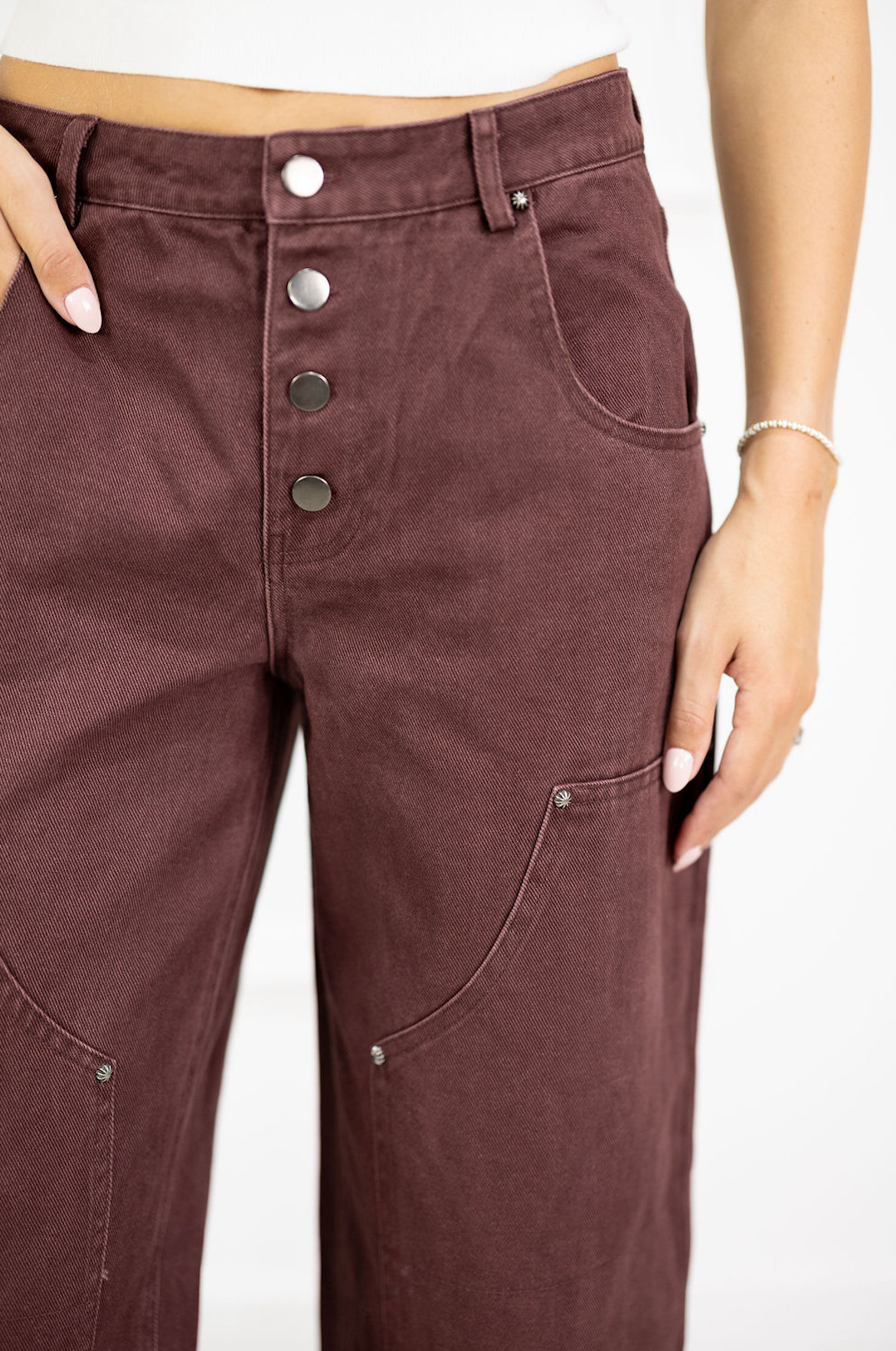 Burgundy Vintage Wash Jeans