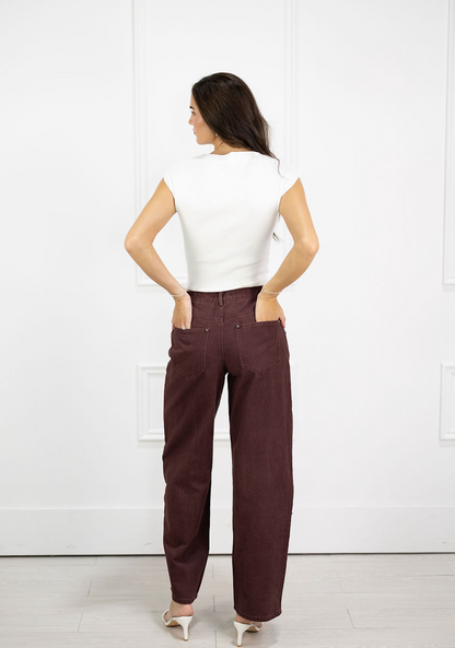 Burgundy Vintage Wash Jeans