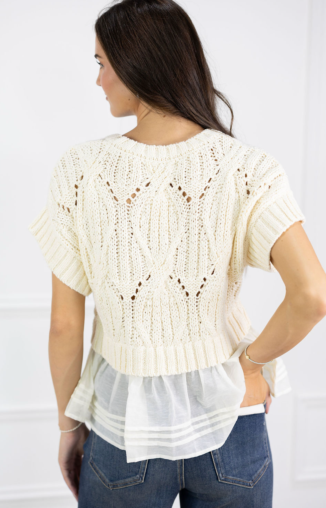 Cali Layered Knit Top Ivory
