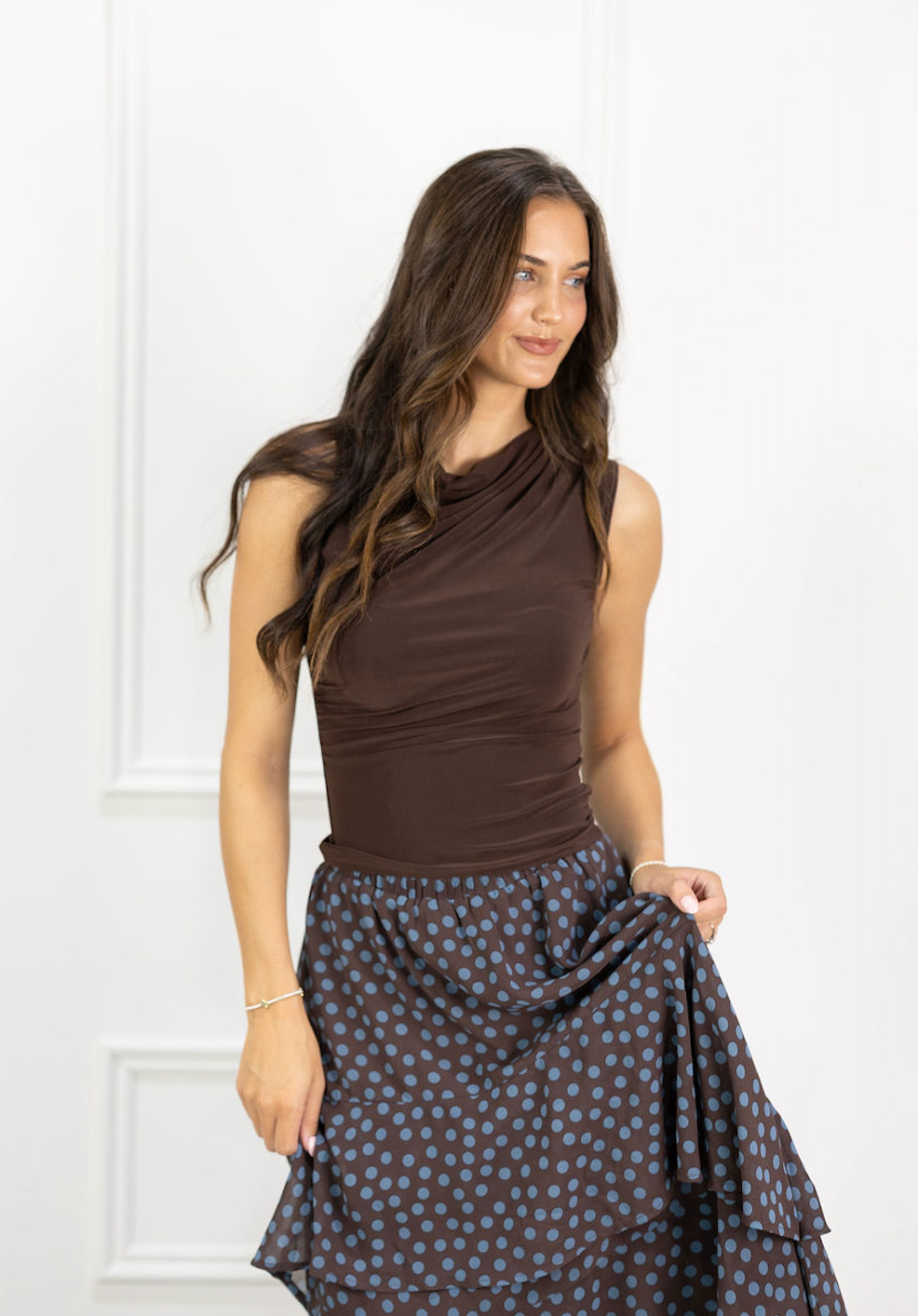 Cowl Tank Brown