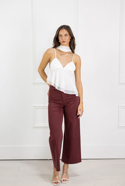 Maroon Straight Leg Pants