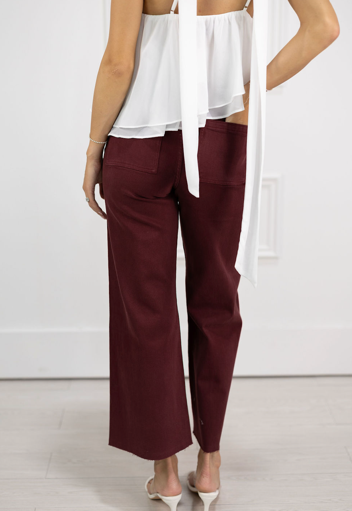 Maroon Straight Leg Pants