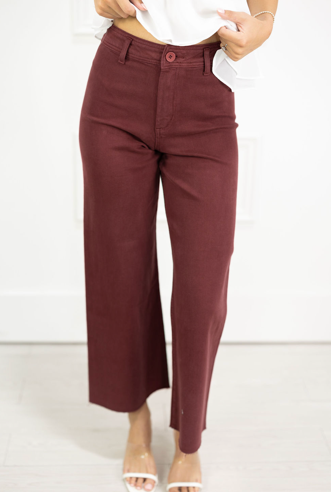 Maroon Straight Leg Pants