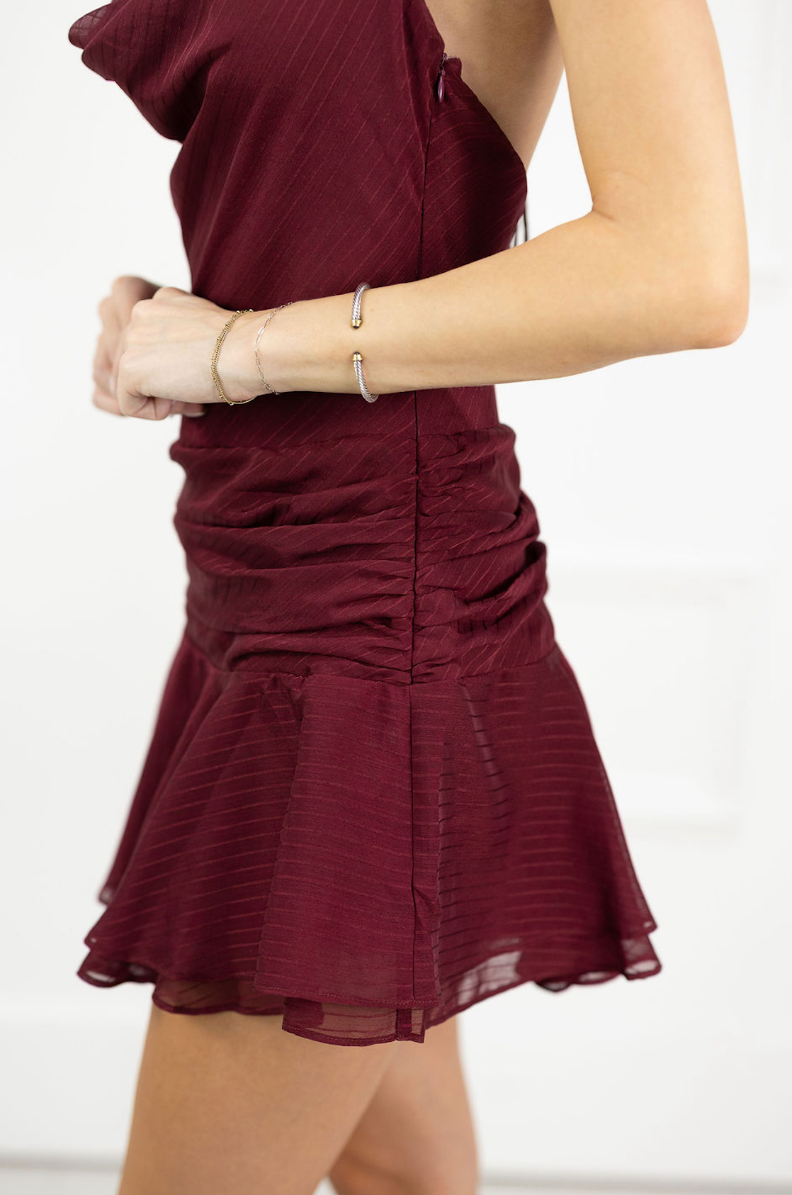 Brynn Wine Halter Dress
