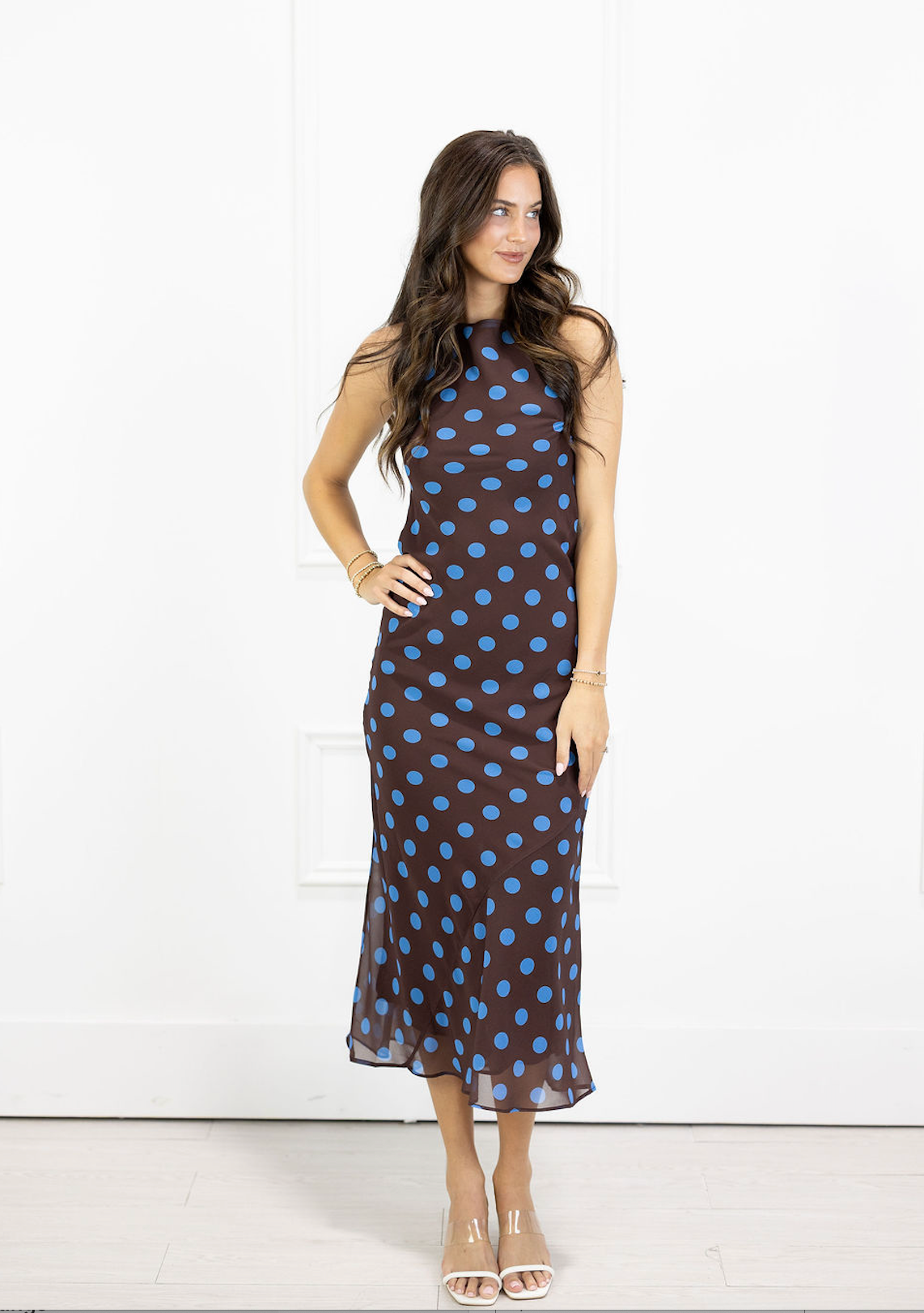 Miley Polka Dot Maxi Brown/Blue