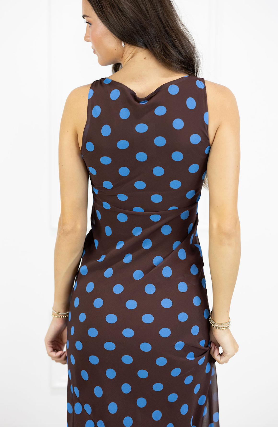 Miley Polka Dot Maxi Brown/Blue