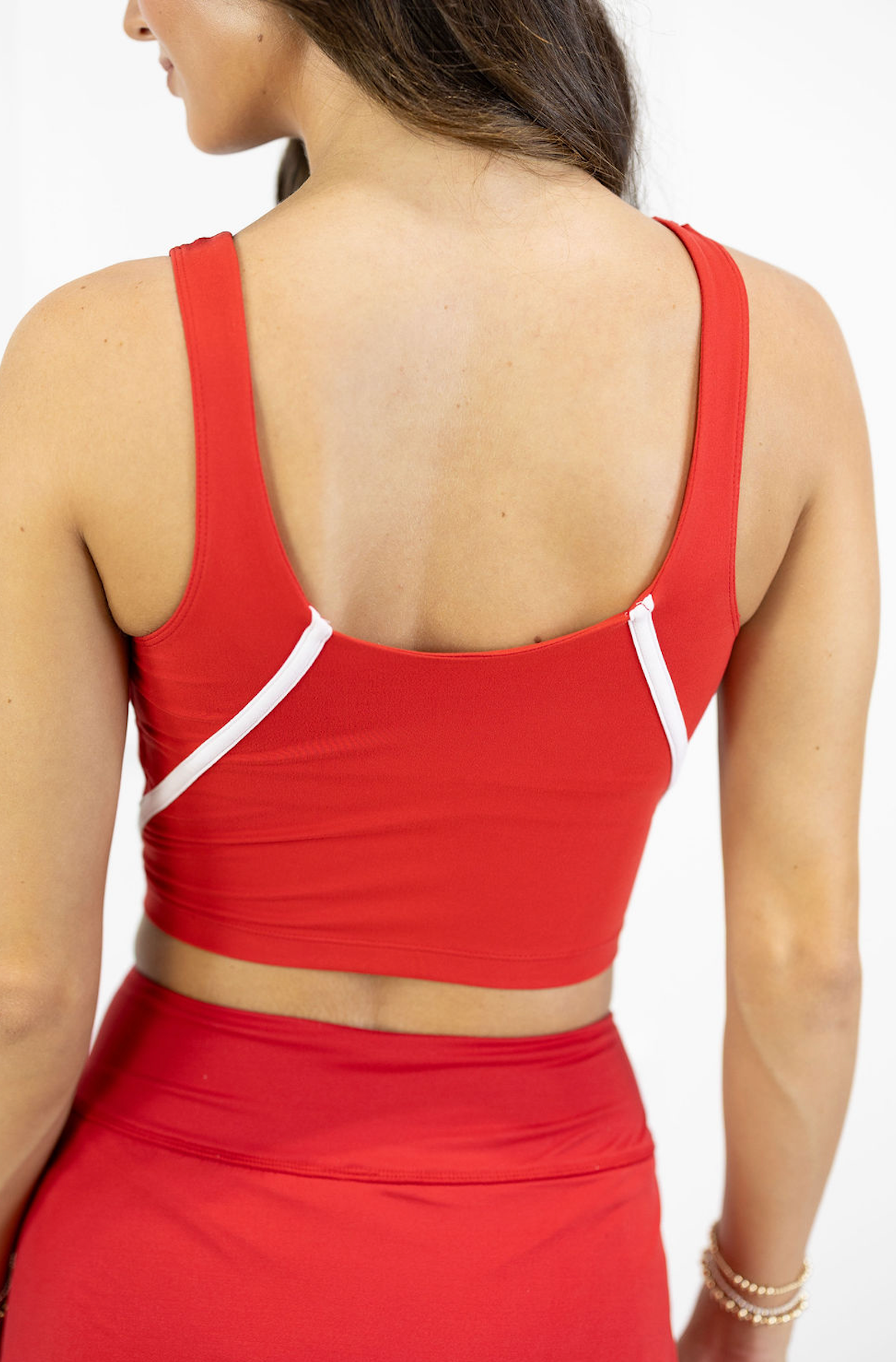 Red Piping Sports Bra