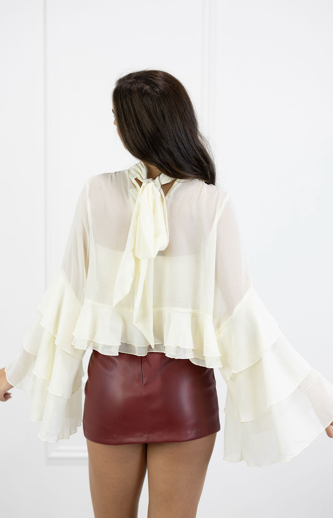 Sheer Tiered Sleeve Blouse