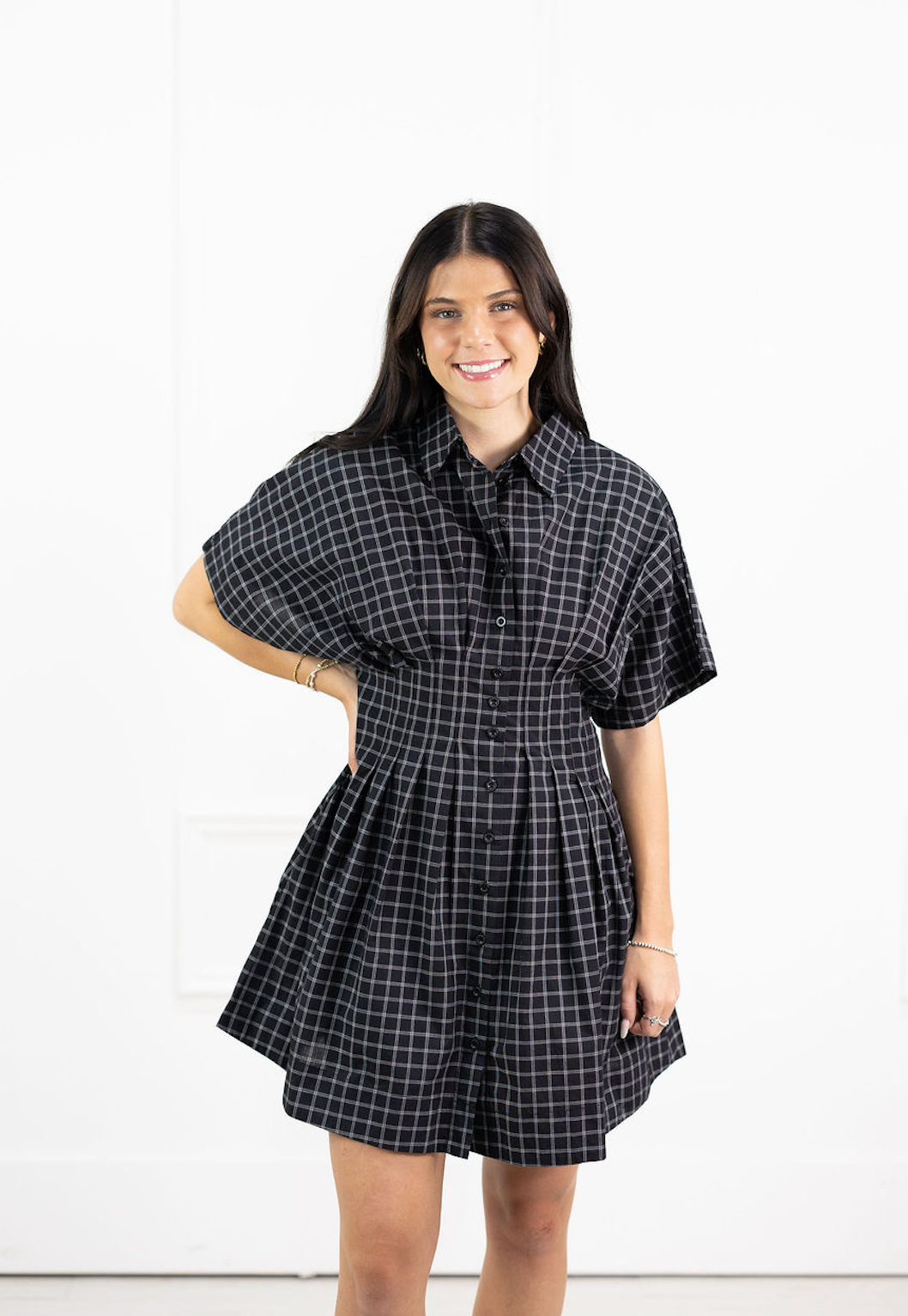Black Check Shirt Dress