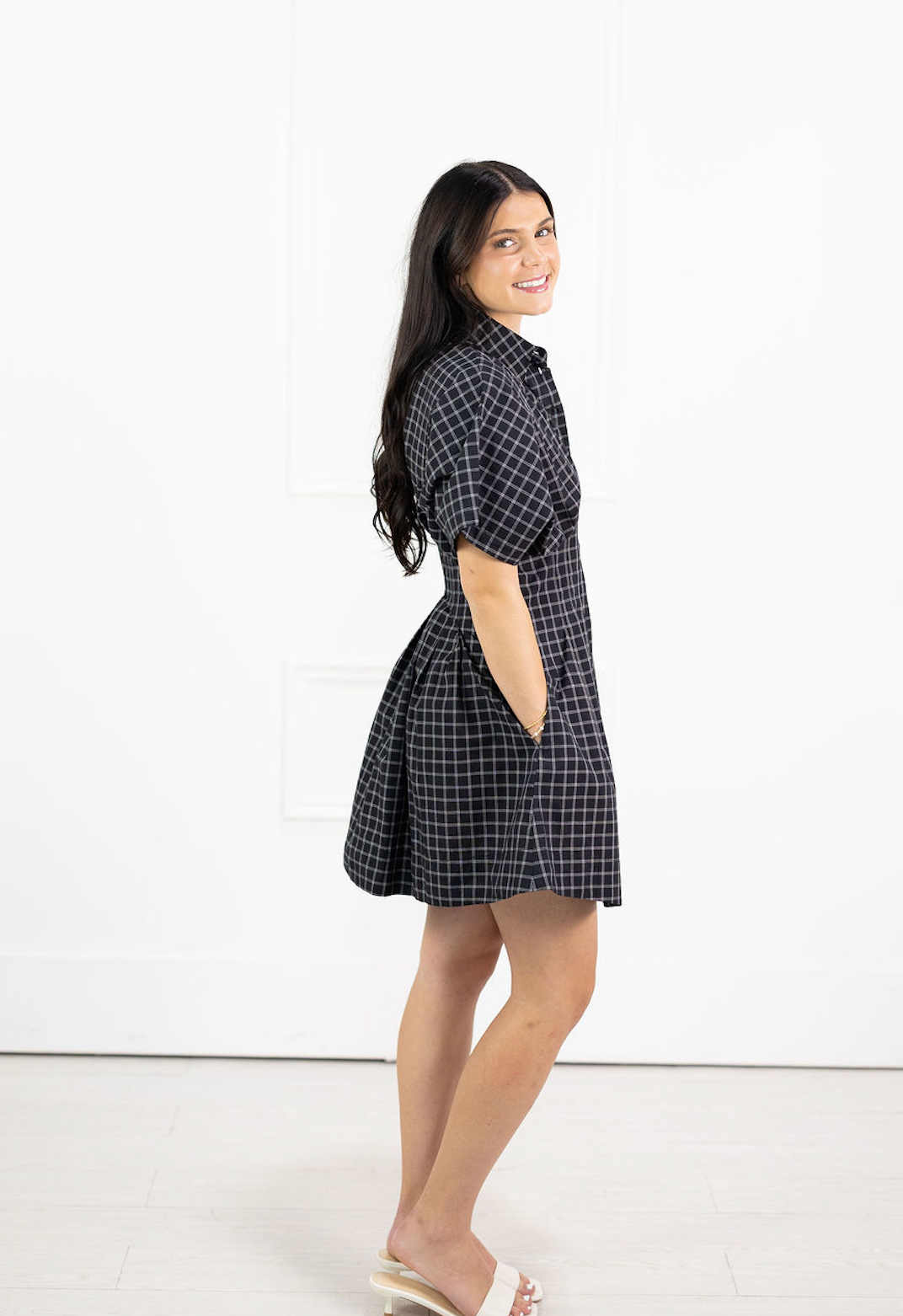 Black Check Shirt Dress
