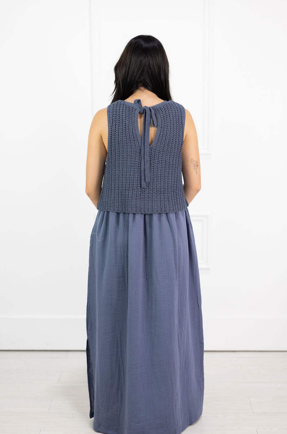 Knit Top Maxi Dress Navy
