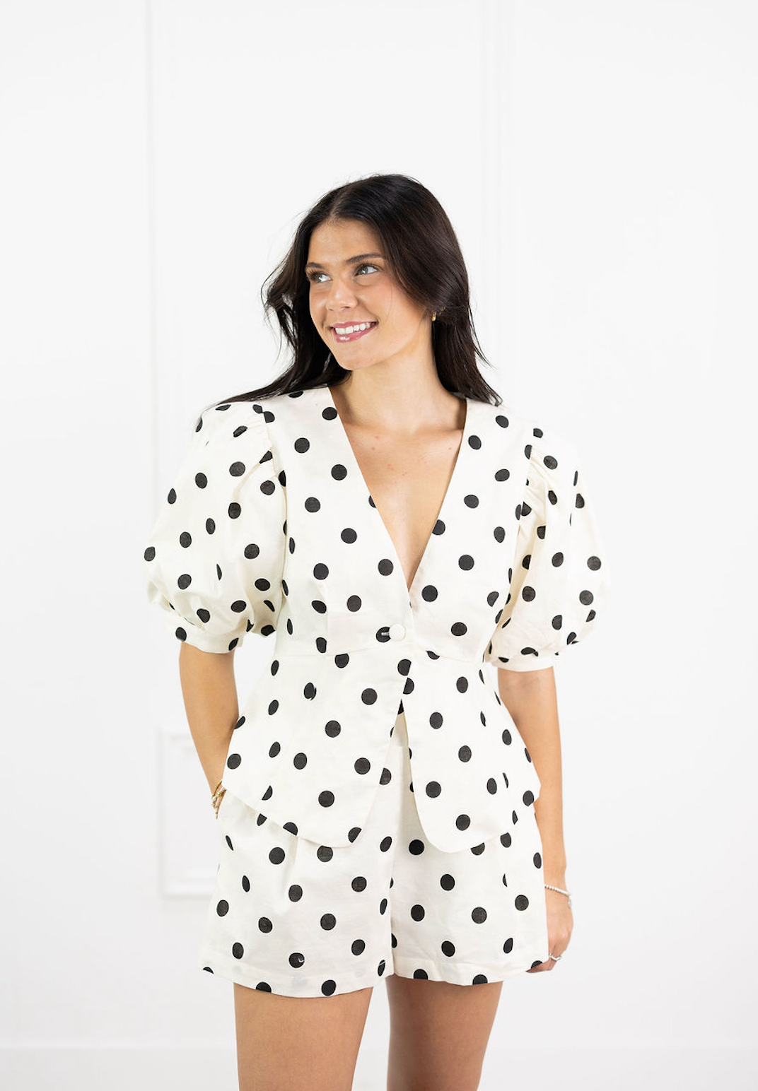 Polka Dot Puff Top & Shorts Set of 2