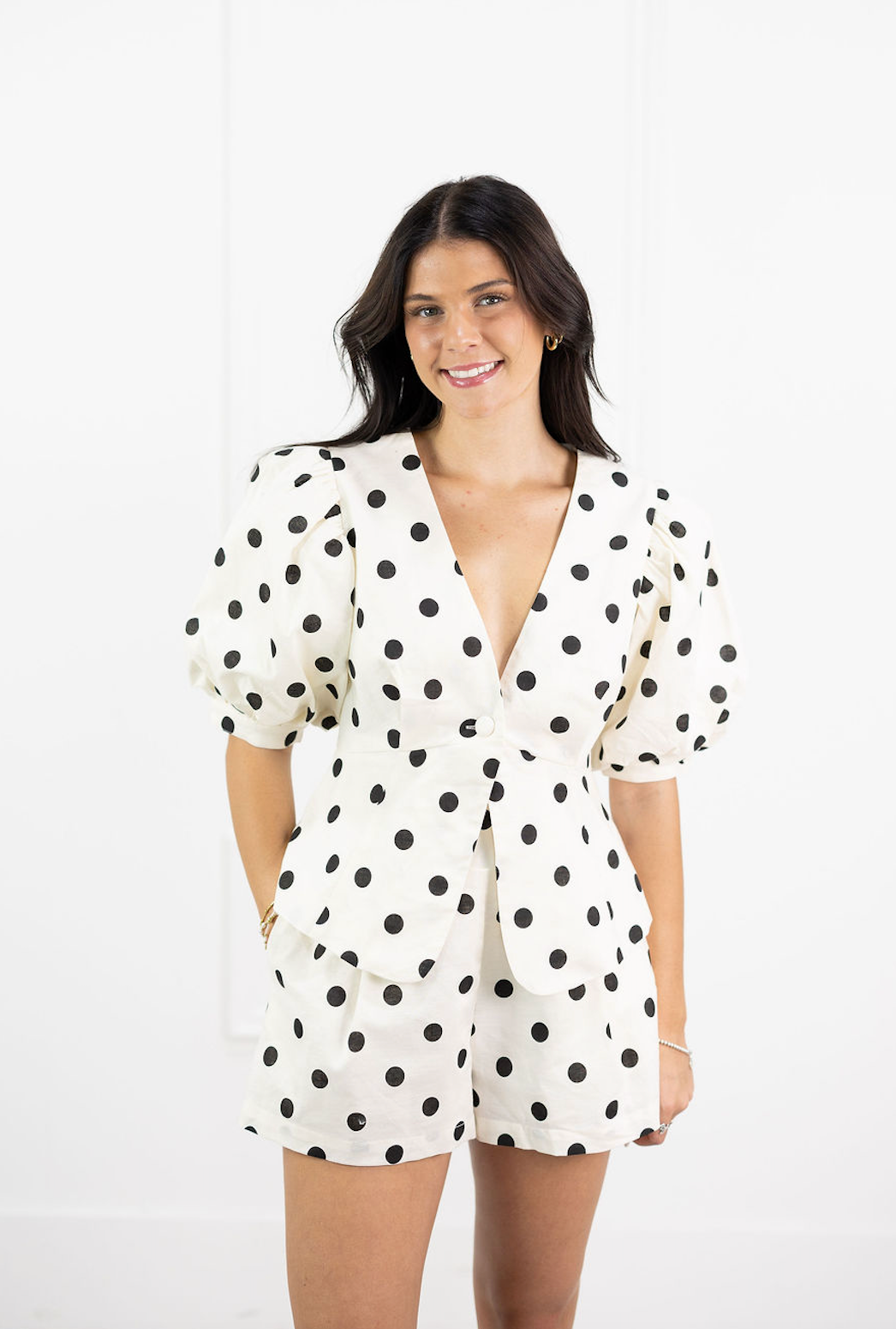 Polka Dot Puff Top & Shorts Set of 2