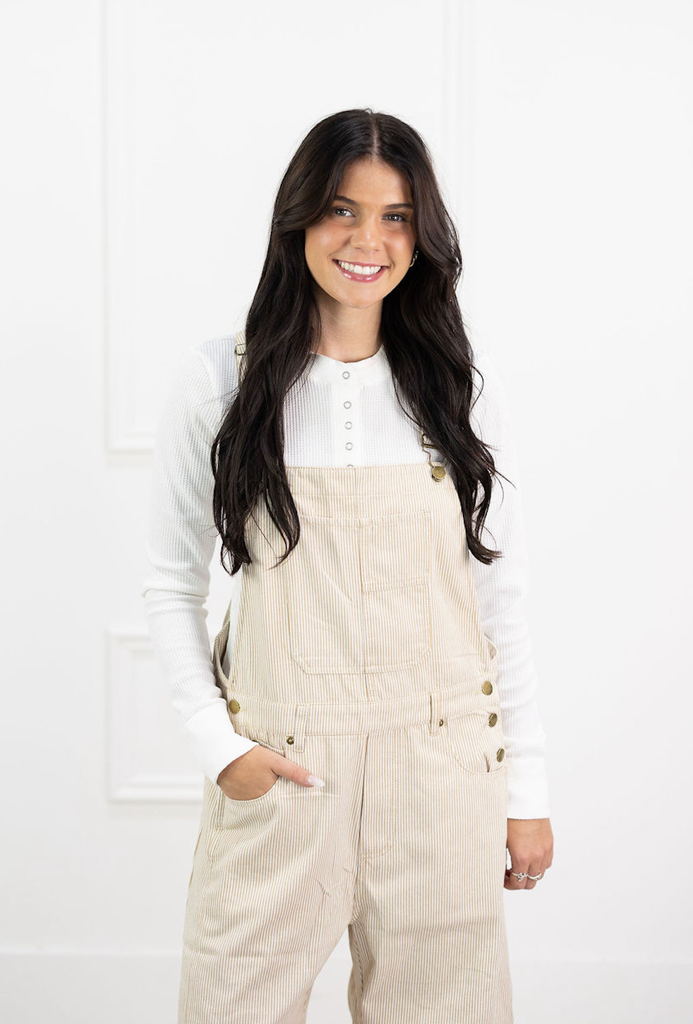 Taupe Pinstripe Overalls