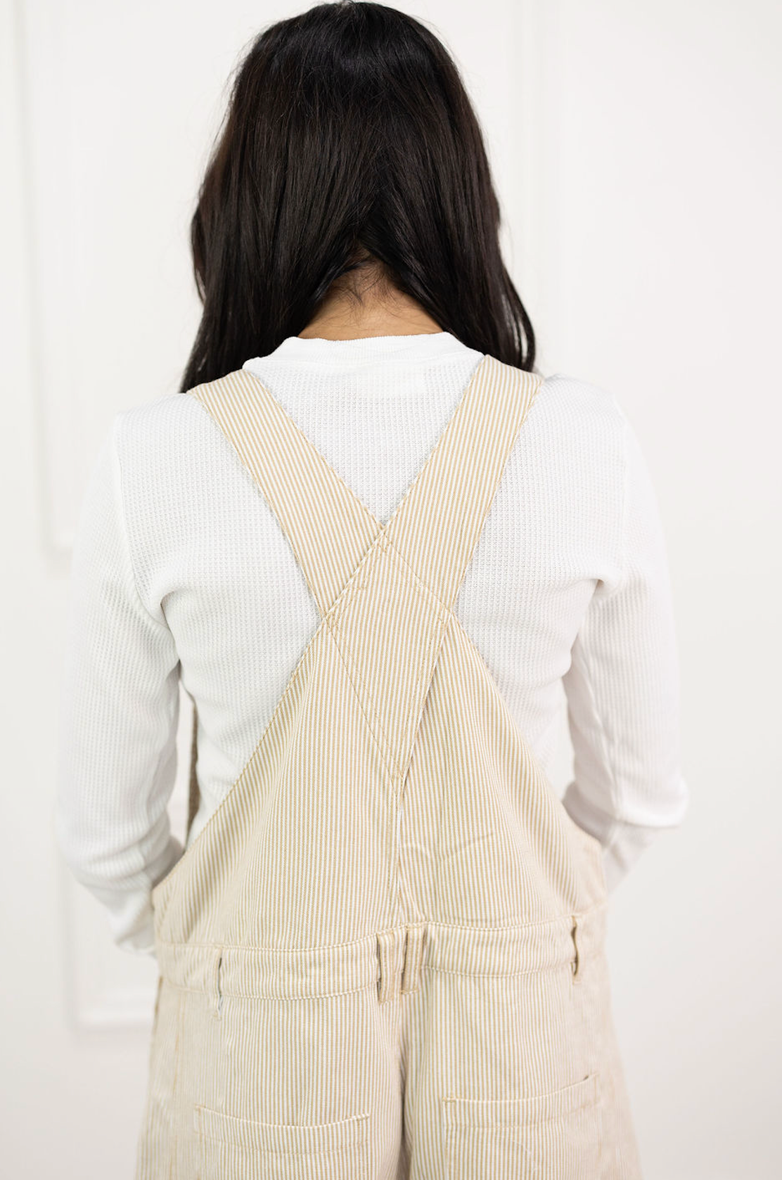 Taupe Pinstripe Overalls