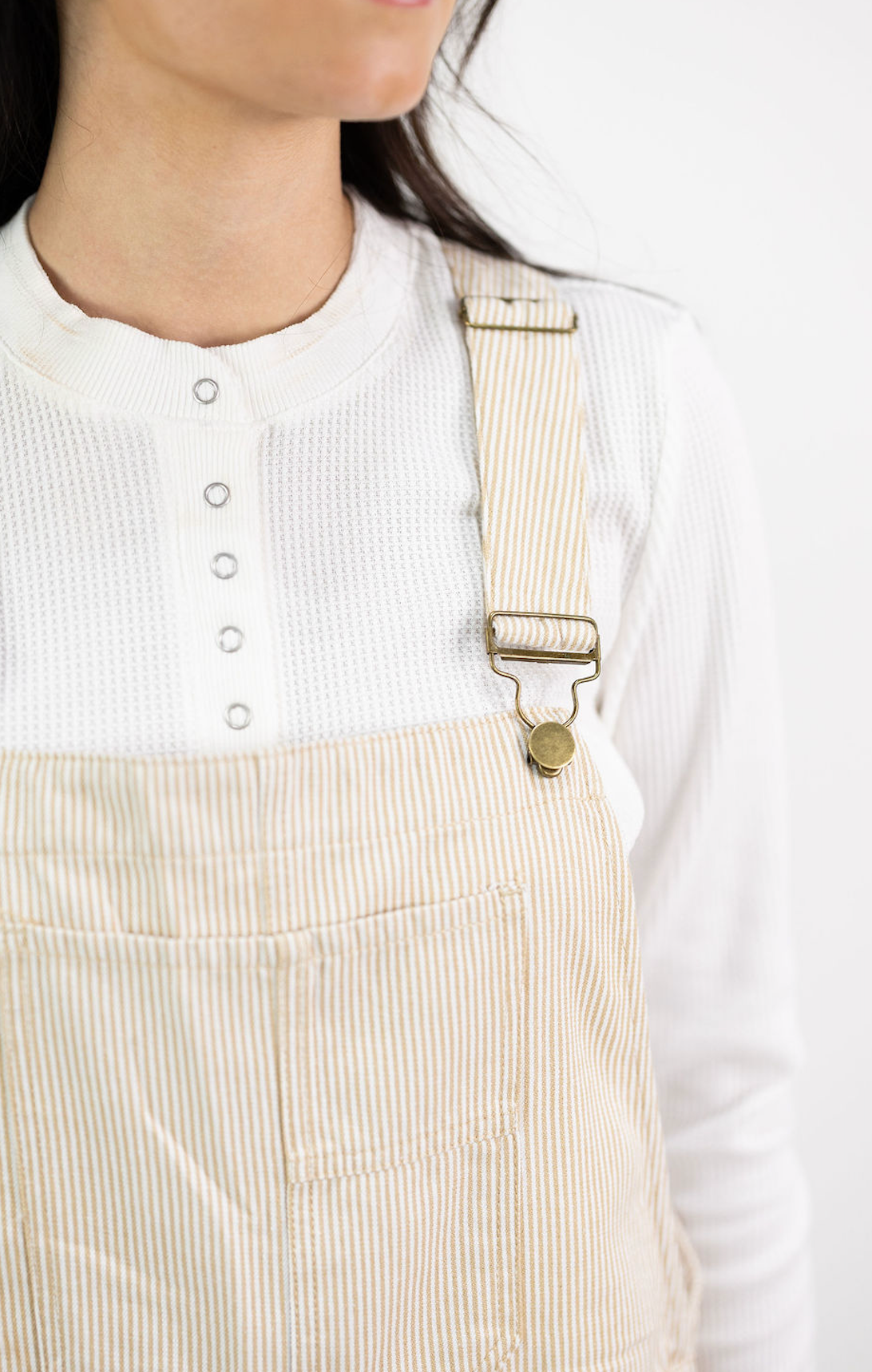 Taupe Pinstripe Overalls