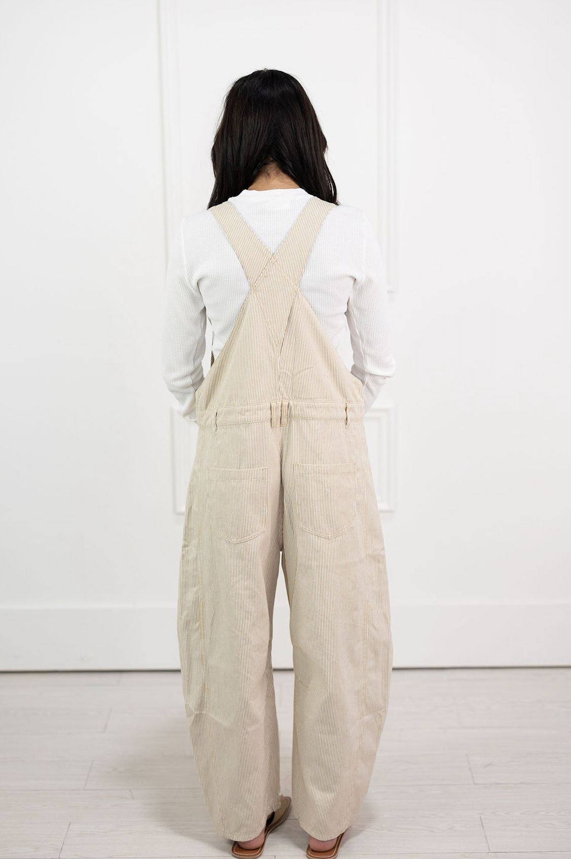 Taupe Pinstripe Overalls