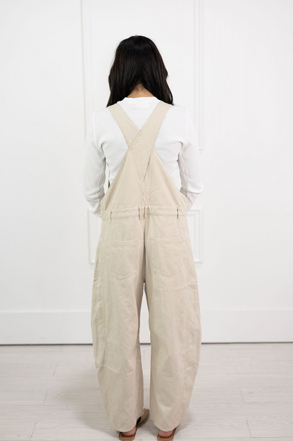 Taupe Pinstripe Overalls