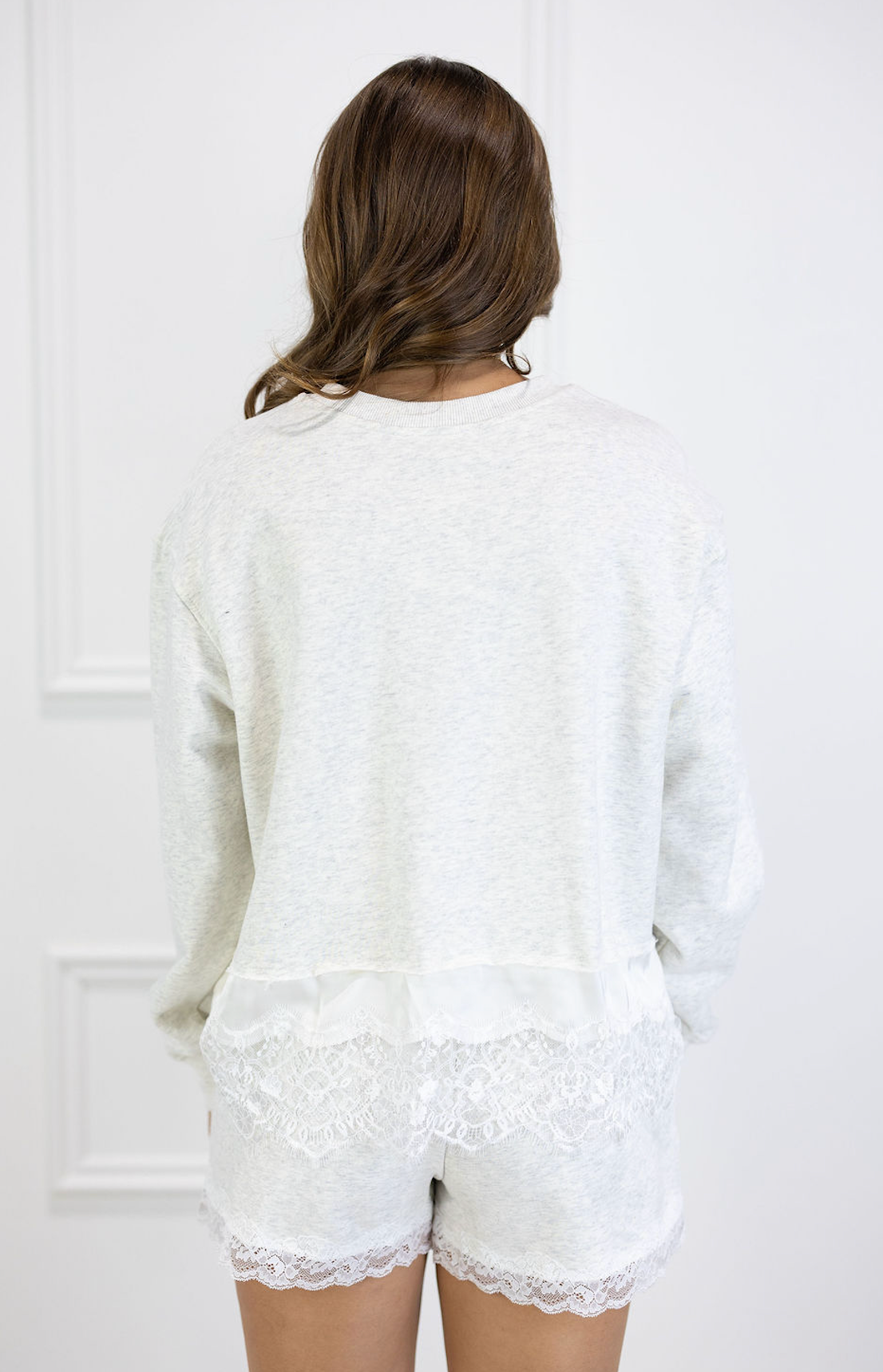 Lace Hem Crewneck & Shorts Set of 2